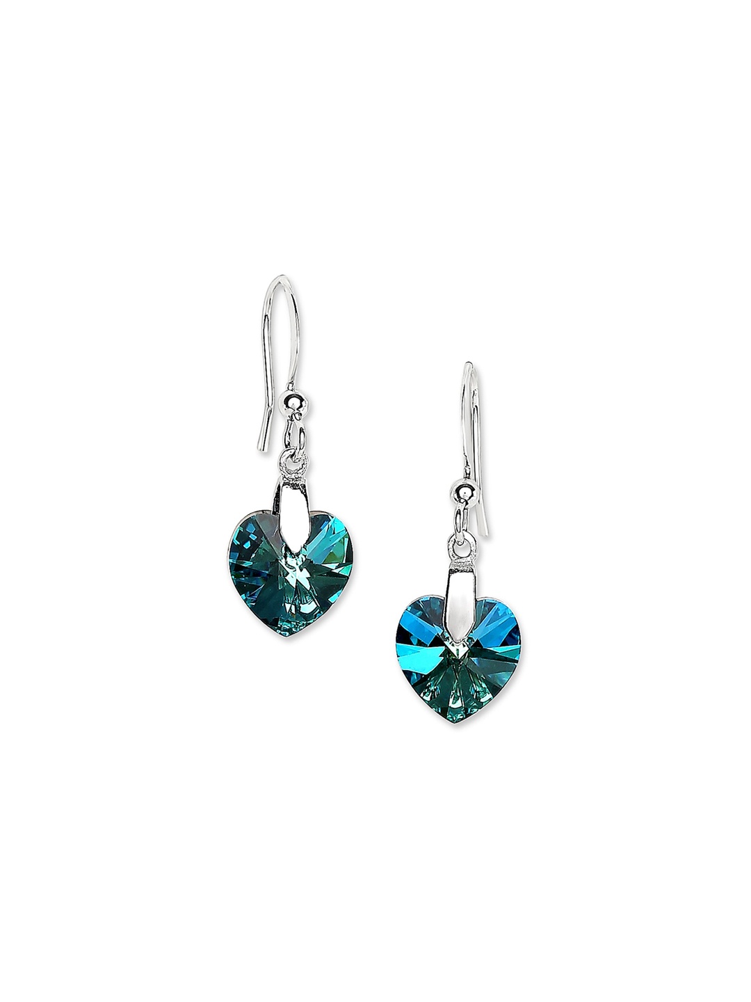 Mahi Blue Heart Shaped Drop Earrings