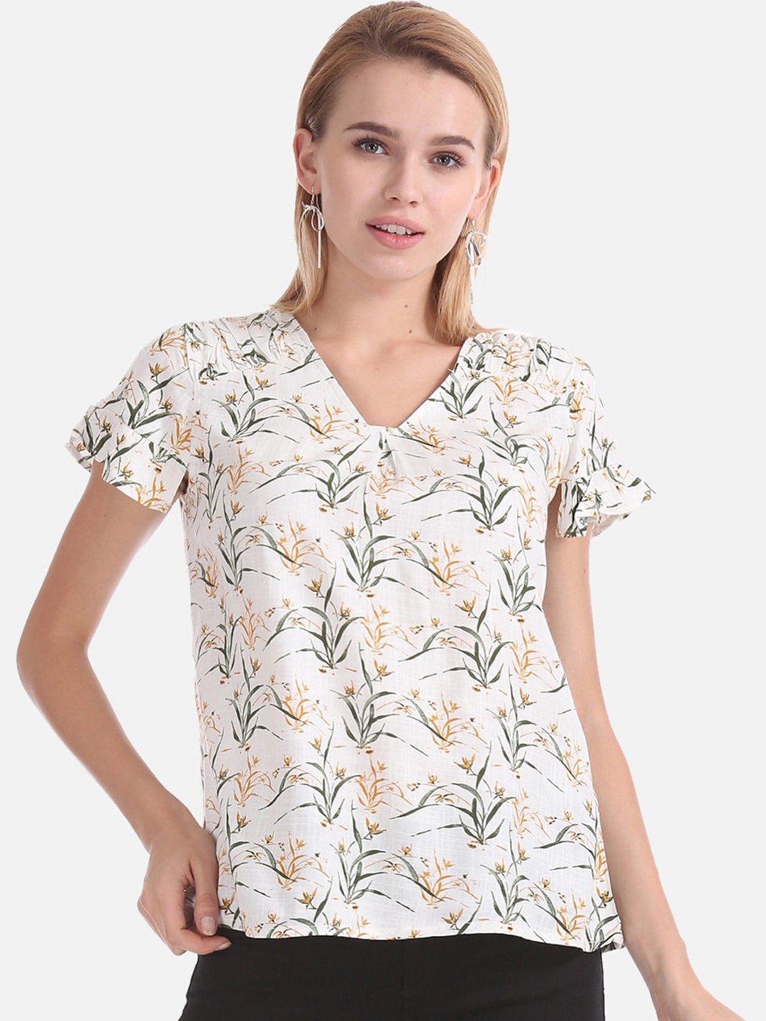 Cherokee Women White Printed A-Line Top