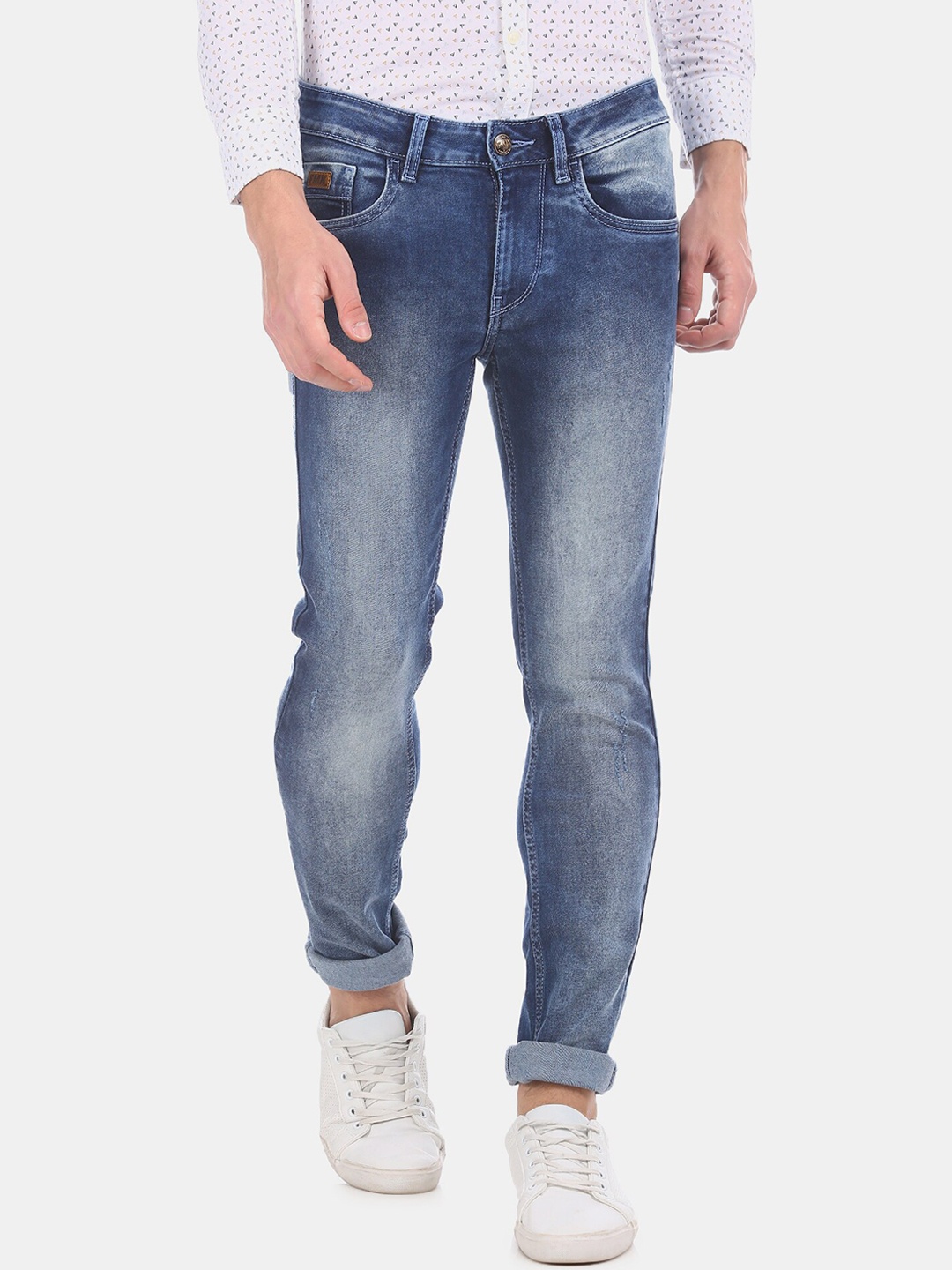 Flying Machine Men Blue Slim Fit Mid-Rise Clean Look Stretchable Jeans