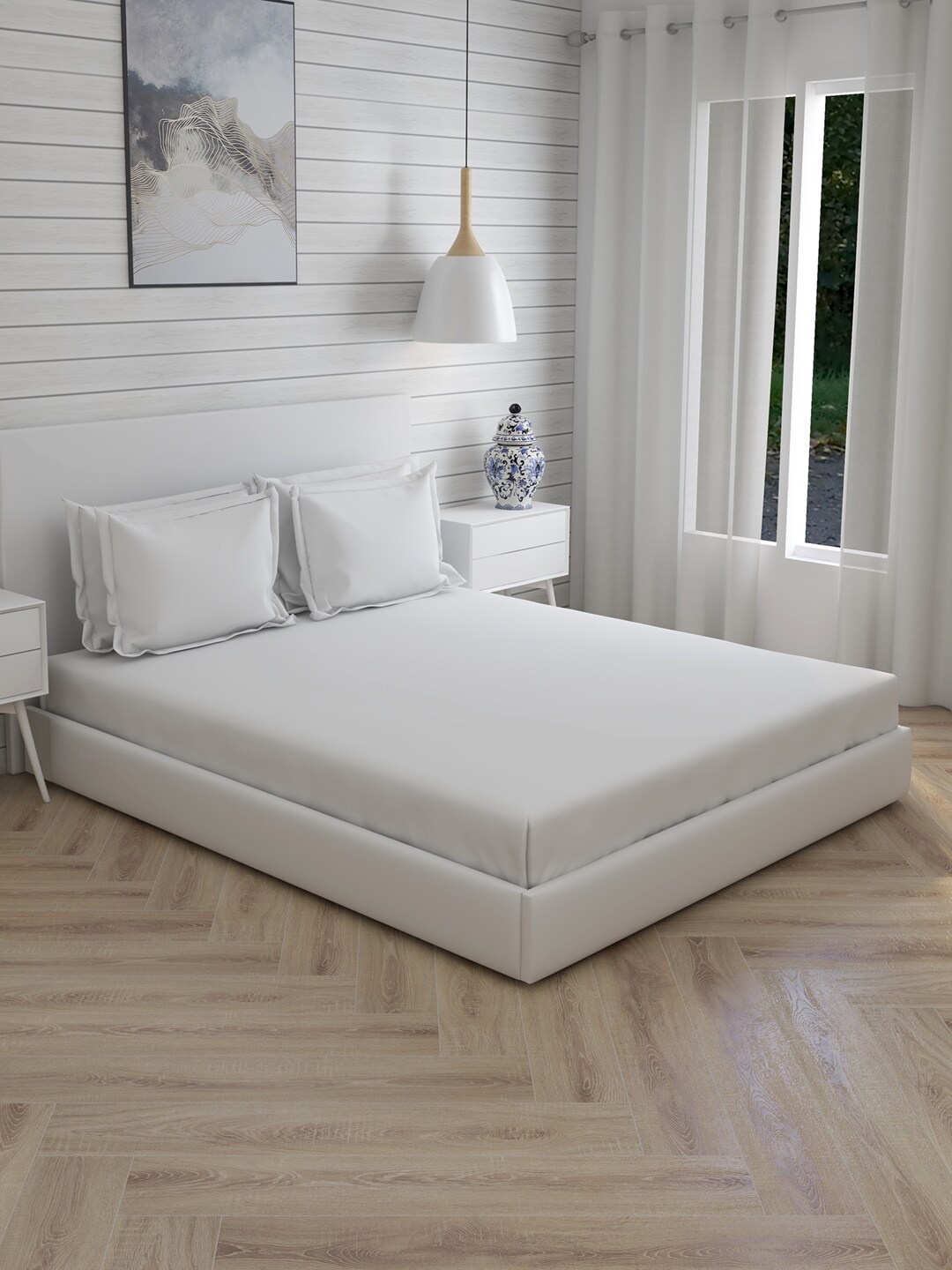 Boutique Living India White Solid 800 TC Cotton 1 King Bedsheet with 2 Pillow Covers
Boutique Living India White Solid 800 TC Cotton 1 King Bedsheet with 2 Pillow Covers