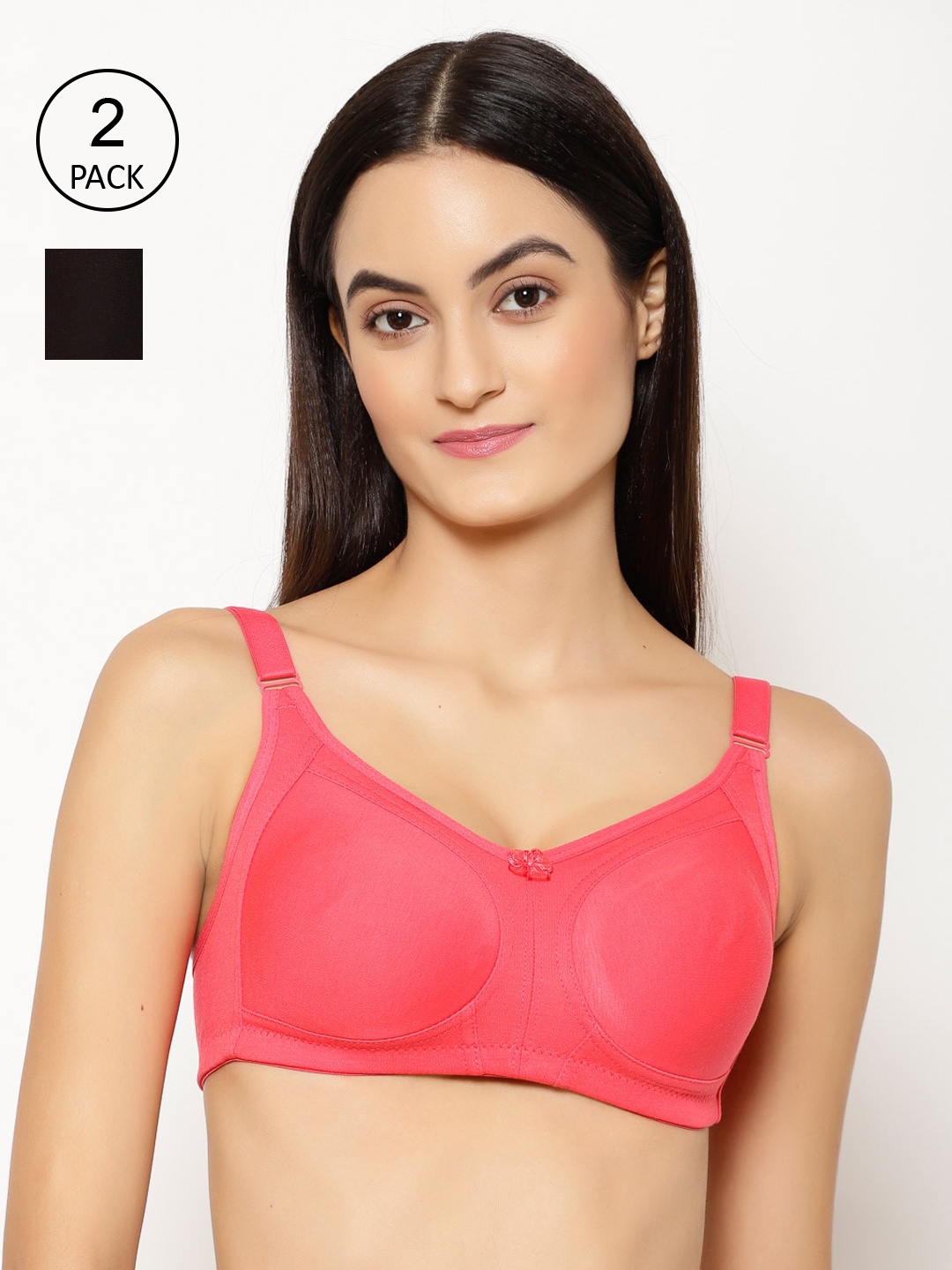 Floret Pack of 2 Non Padded Non-Wired Cotton Full Coverage Everyday Bra With Moulded Cups, Black
Floret Pack of 2 Non Padded Non-Wired Cotton Full Coverage Everyday Bra With Moulded Cups, Black