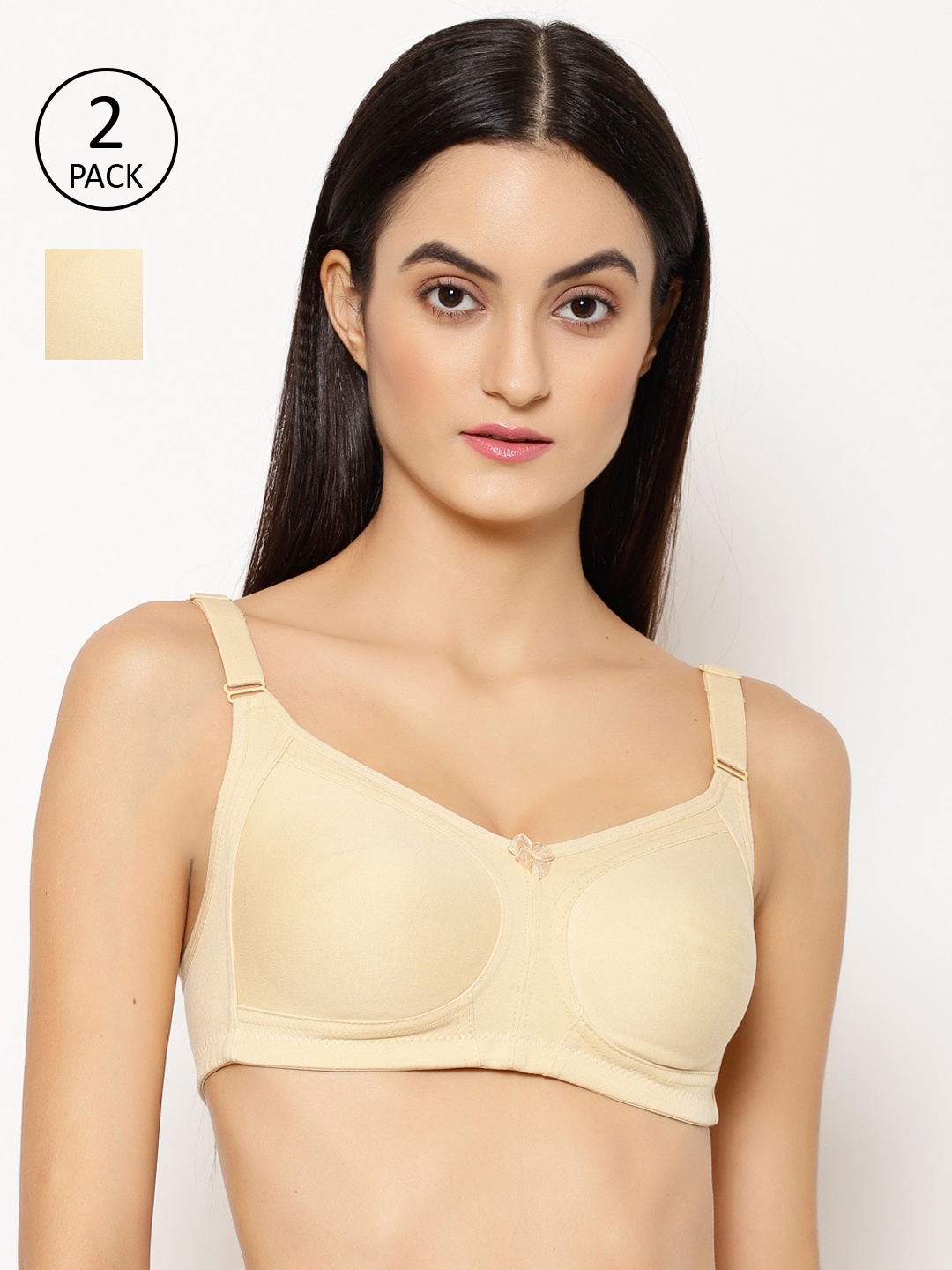 Floret Pack of 2 Non Padded Non-Wired Cotton Full Coverage Everyday Bra With Moulded Cups, Beige
Floret Pack of 2 Non Padded Non-Wired Cotton Full Coverage Everyday Bra With Moulded Cups, Beige