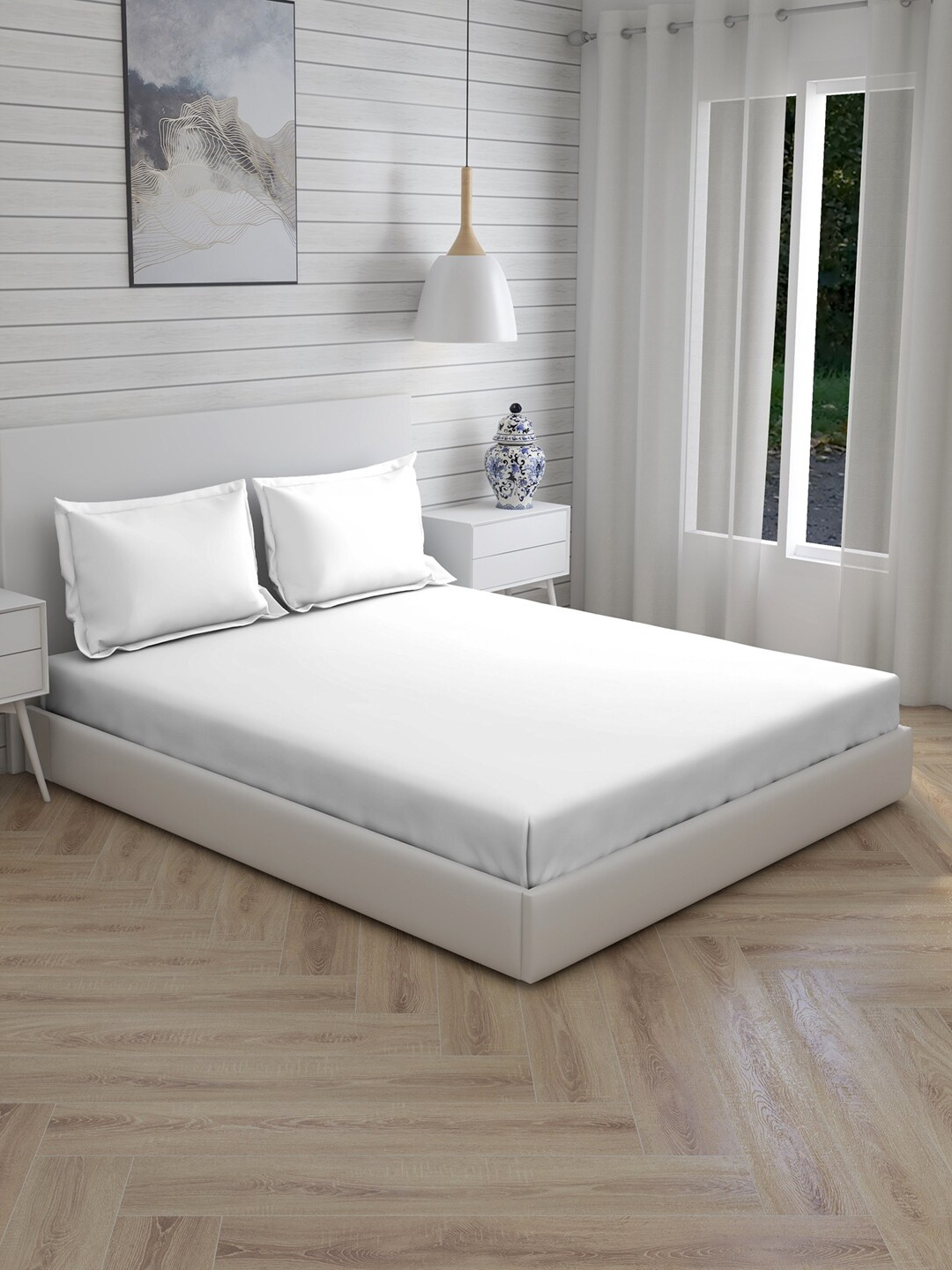 Boutique Living India White Solid 600 TC Cotton 1 King Bedsheet with 2 Pillow Covers
Boutique Living India White Solid 600 TC Cotton 1 King Bedsheet with 2 Pillow Covers