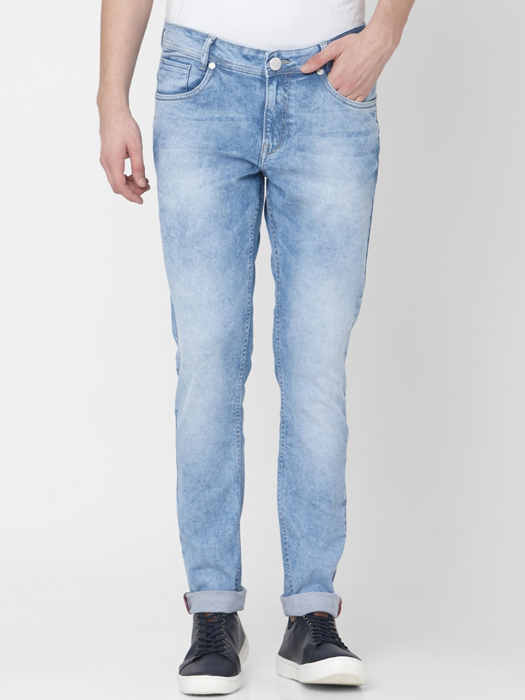 Mufti Men Blue Skinny Fit Mid-Rise Clean Look Stretchable Jeans