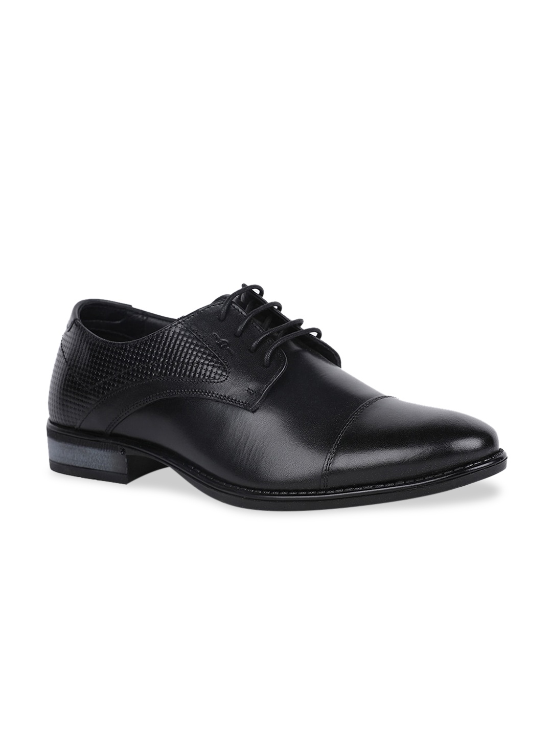 Bata Men Black Solid Leather Formal Derbys