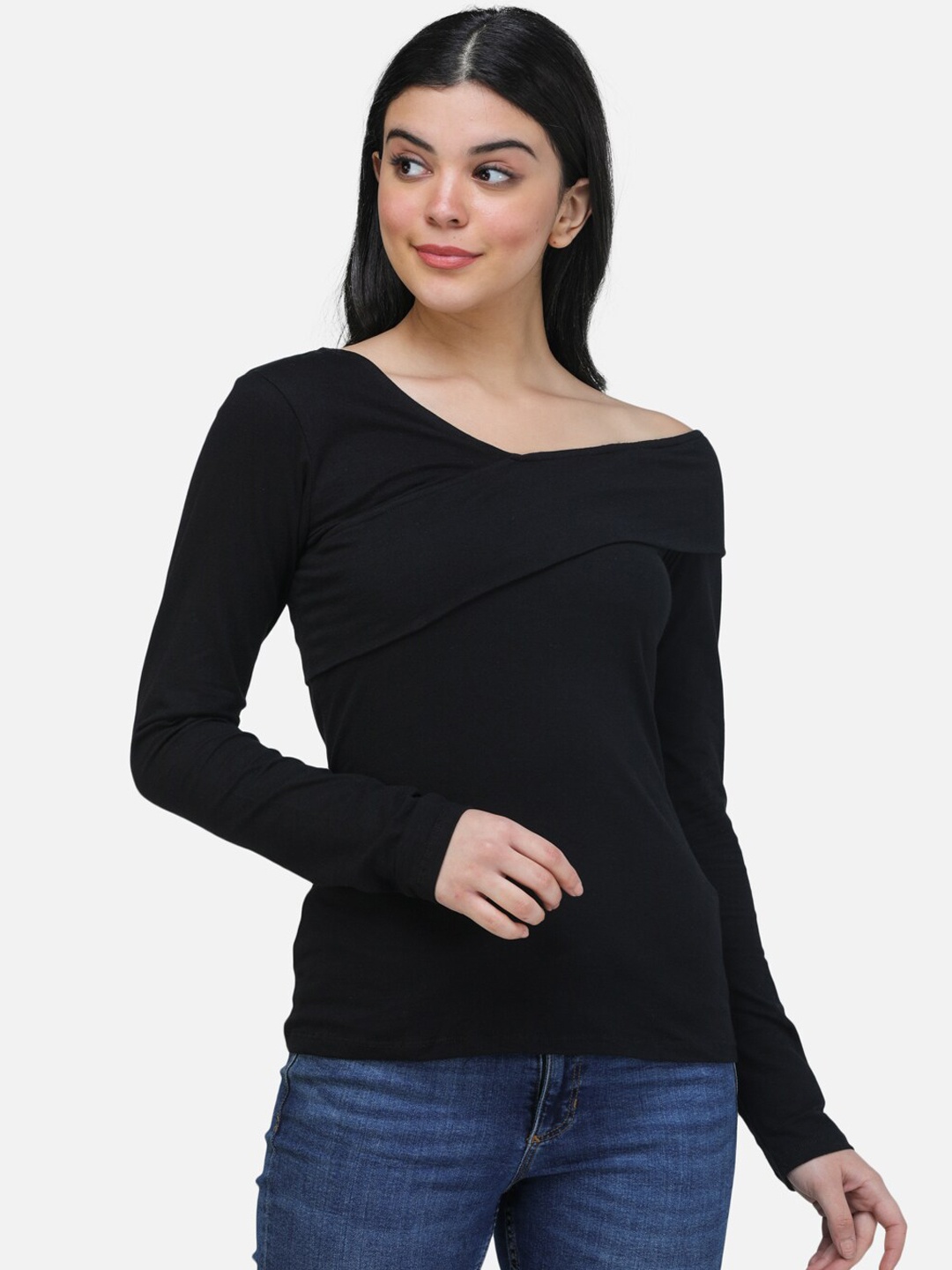 SCORPIUS Women Black Solid Top