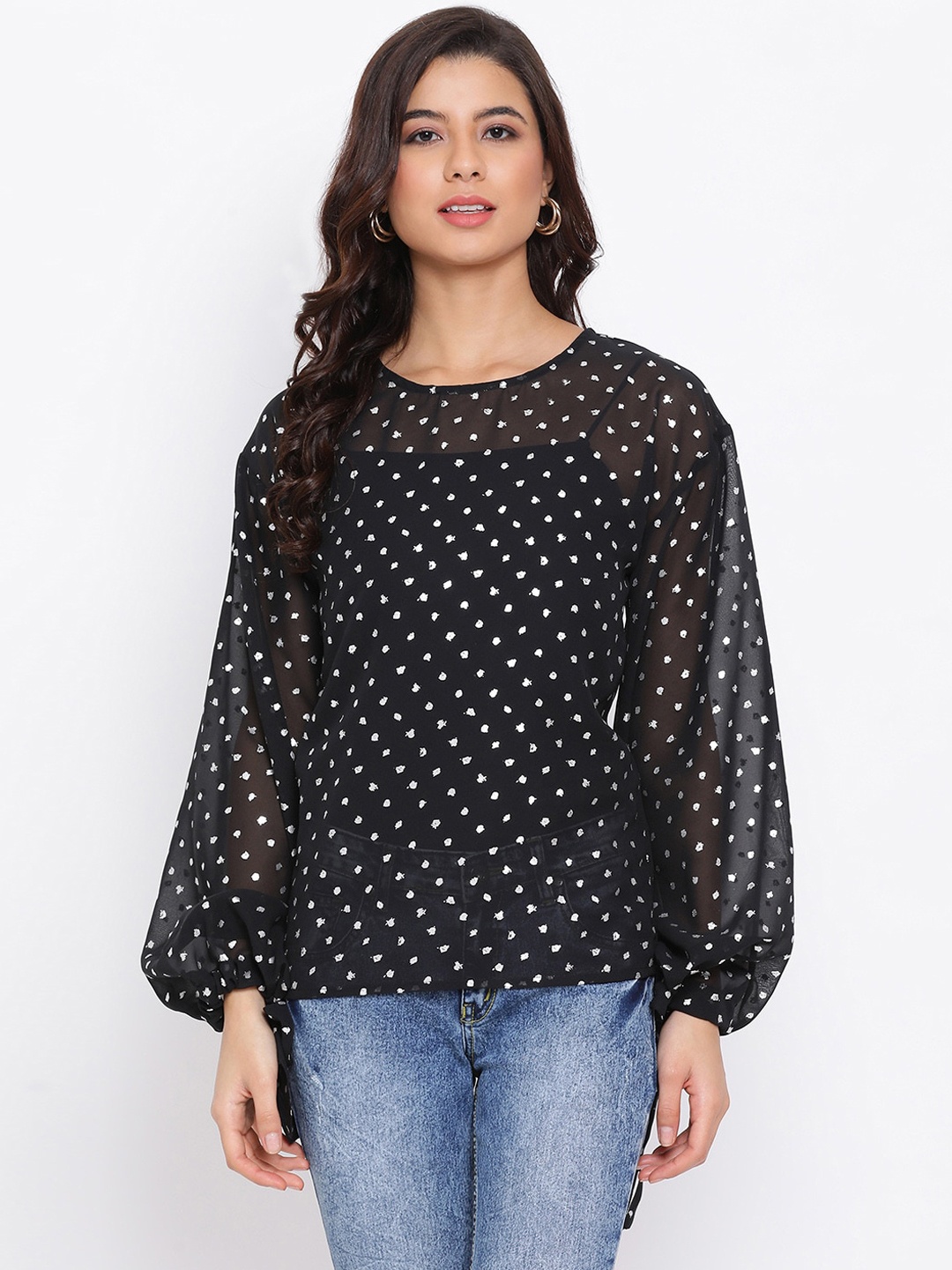 Oxolloxo Women Black Printed Top