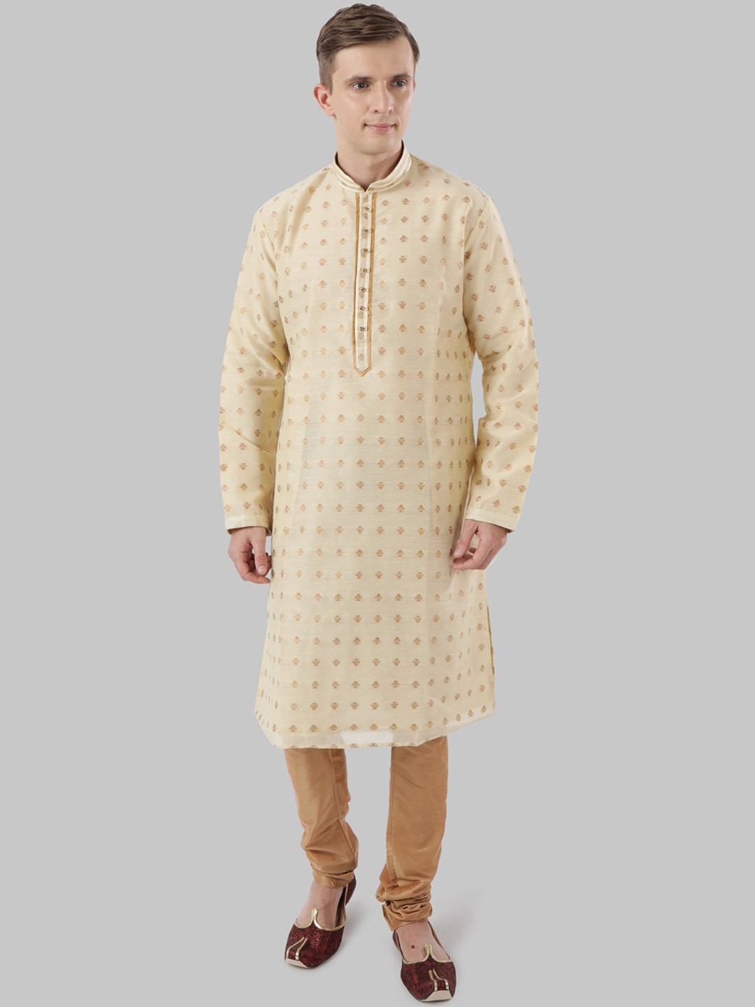 Ethnix by Raymond Ethnic Motif Woven Design Mandarin Collar Thread Work Kurta, Beige
Ethnix by Raymond Ethnic Motif Woven Design Mandarin Collar Thread Work Kurta, Beige
