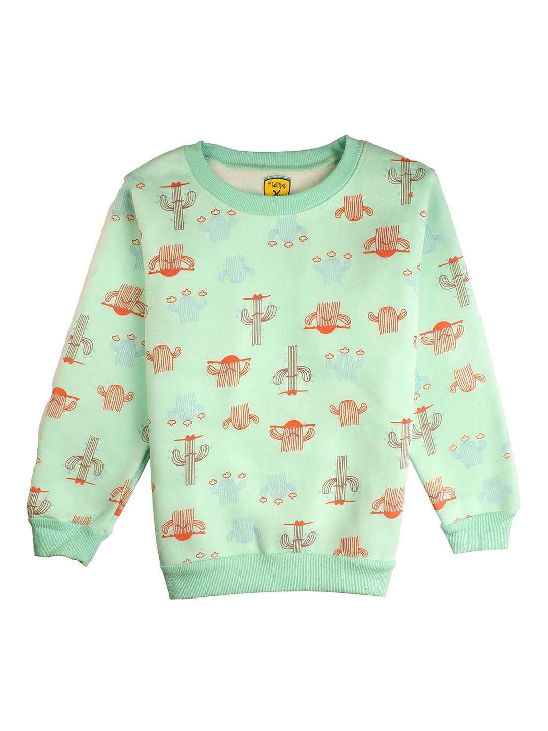 Lil Lollipop Girls Green Printed Sweatshirt