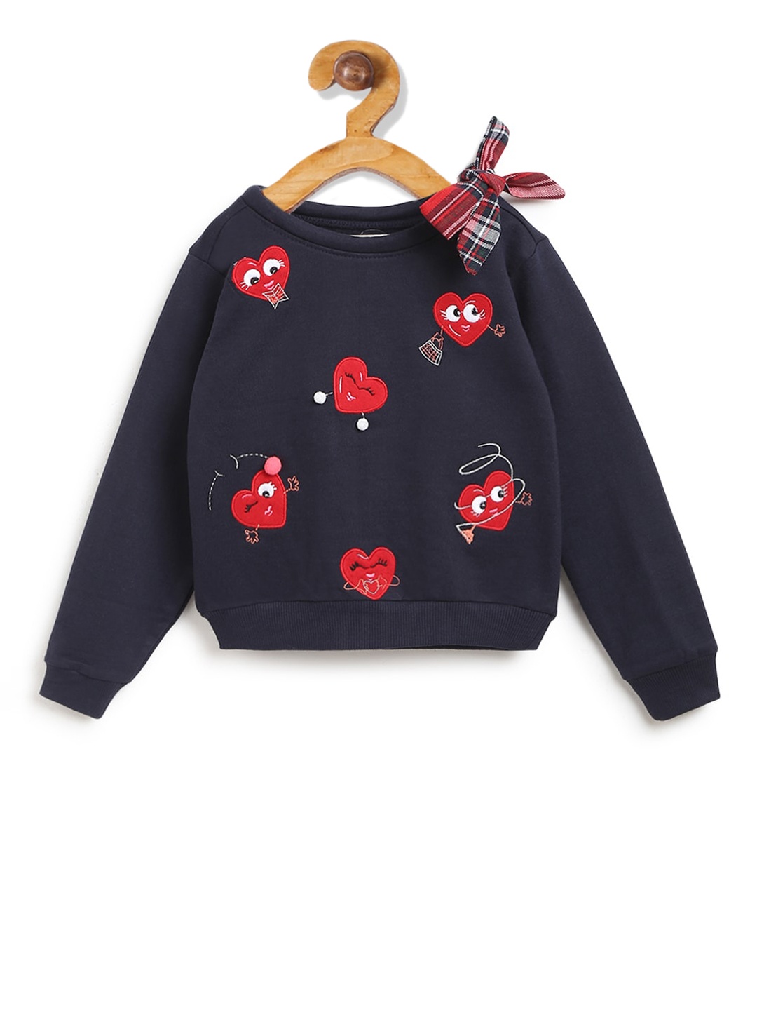 Nauti Nati Girls Navy Blue Embroidered Sweatshirt