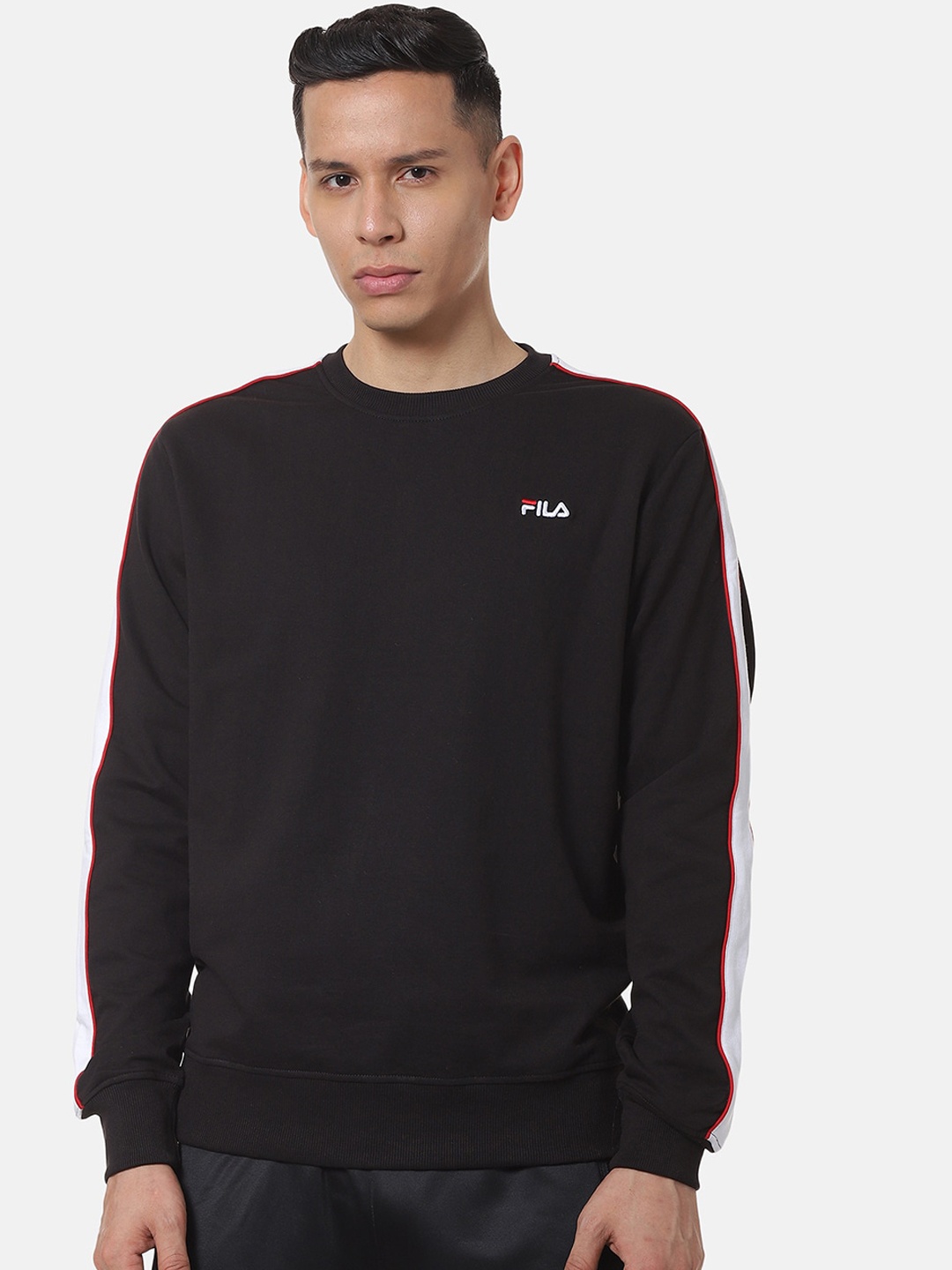 FILA Men Black Solid Sweatshirt