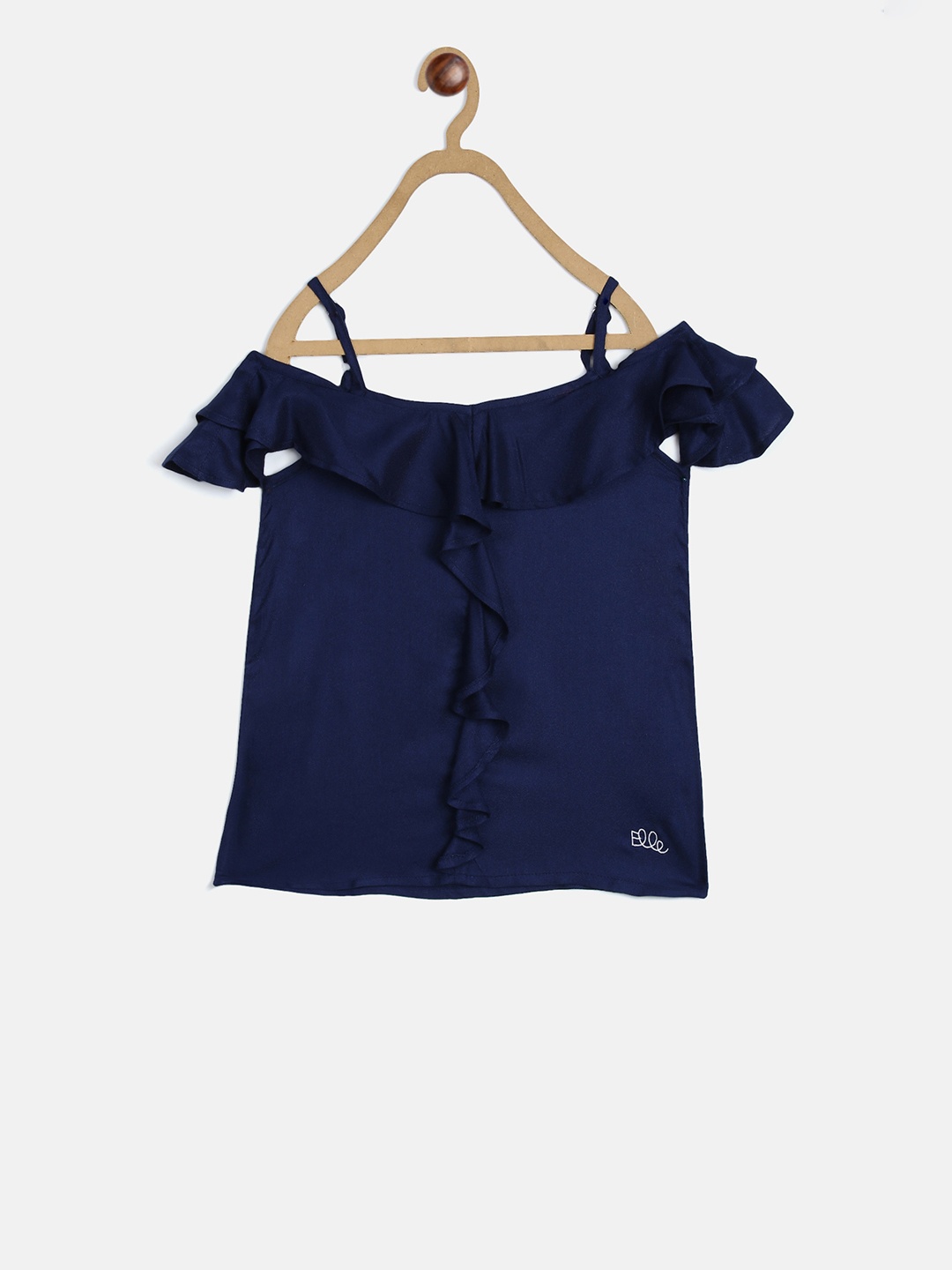 ELLE Girls Navy Blue Solid A-Line Top