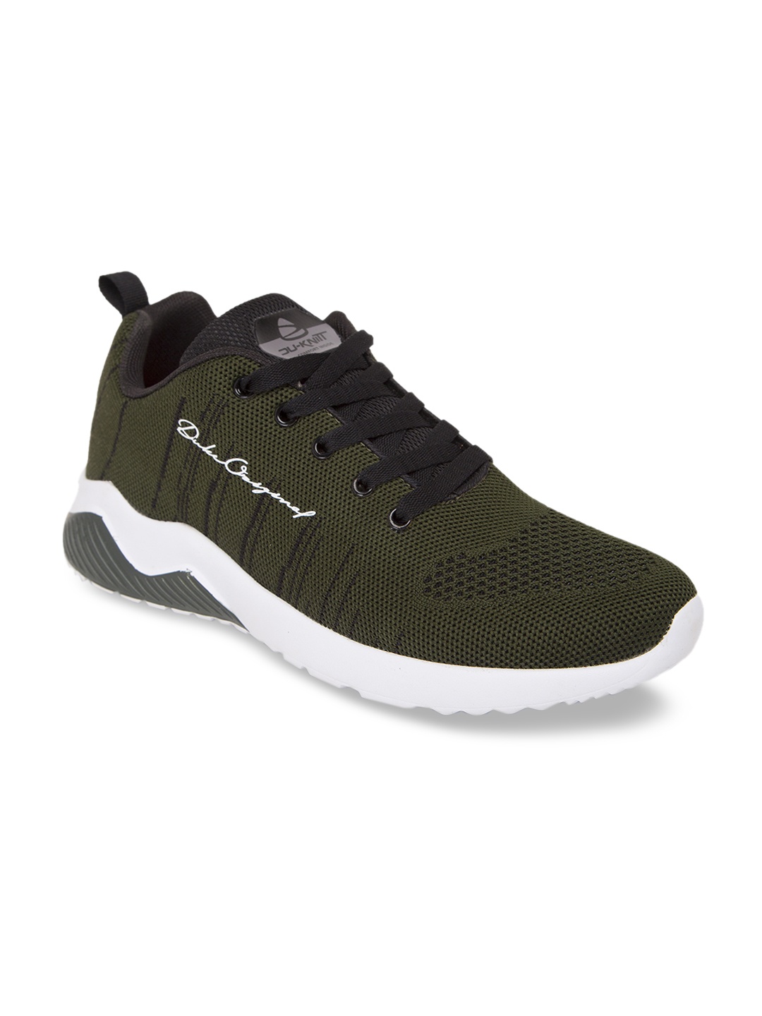 Duke Men Olive Green Textile Running Shoes