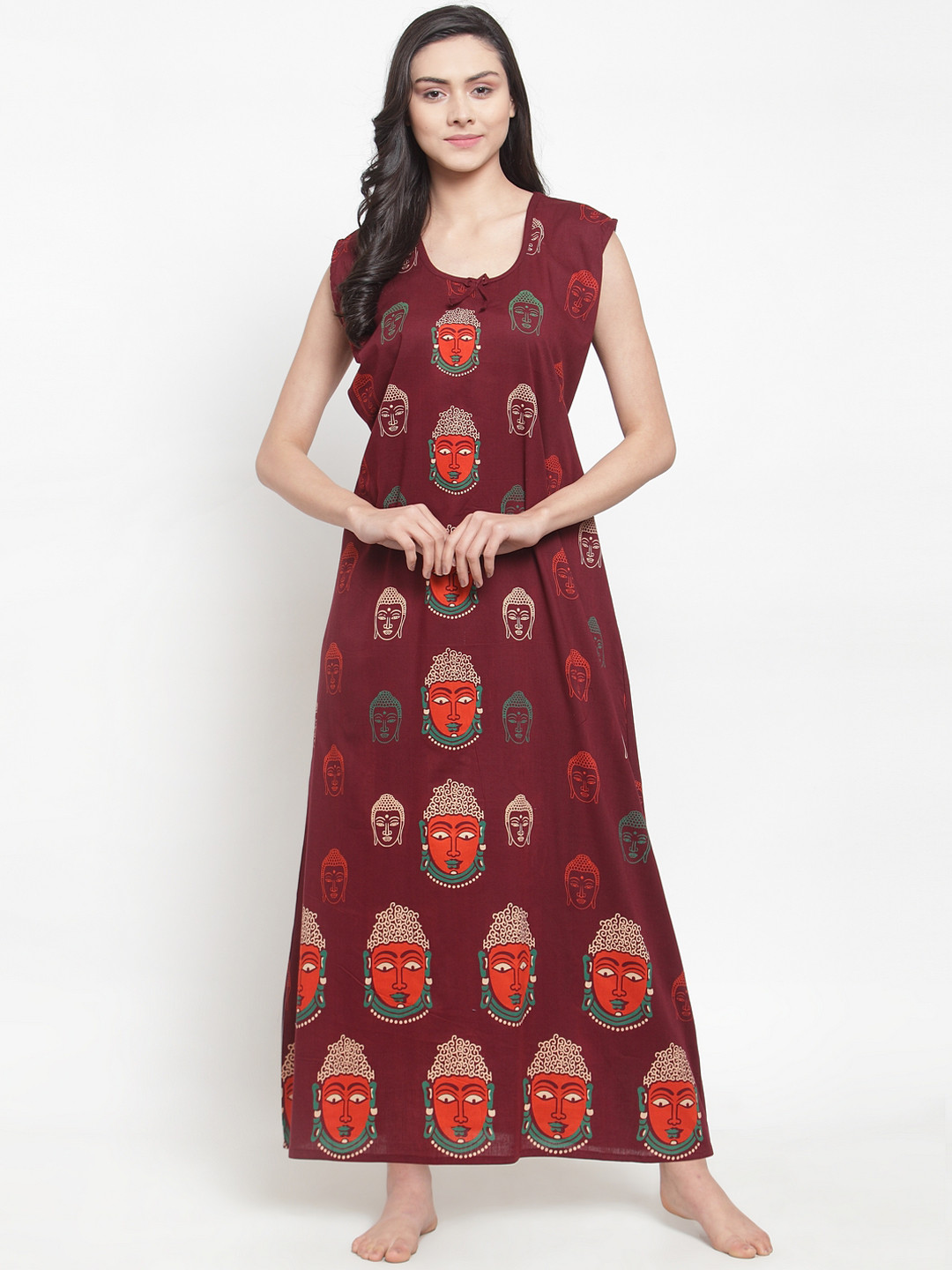 Secret Wish Maroon & Green Printed Nightdress
Secret Wish Maroon & Green Printed Nightdress