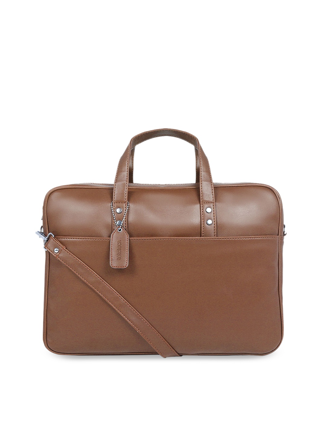 Toteteca Unisex Tan Brown Solid Laptop Bag