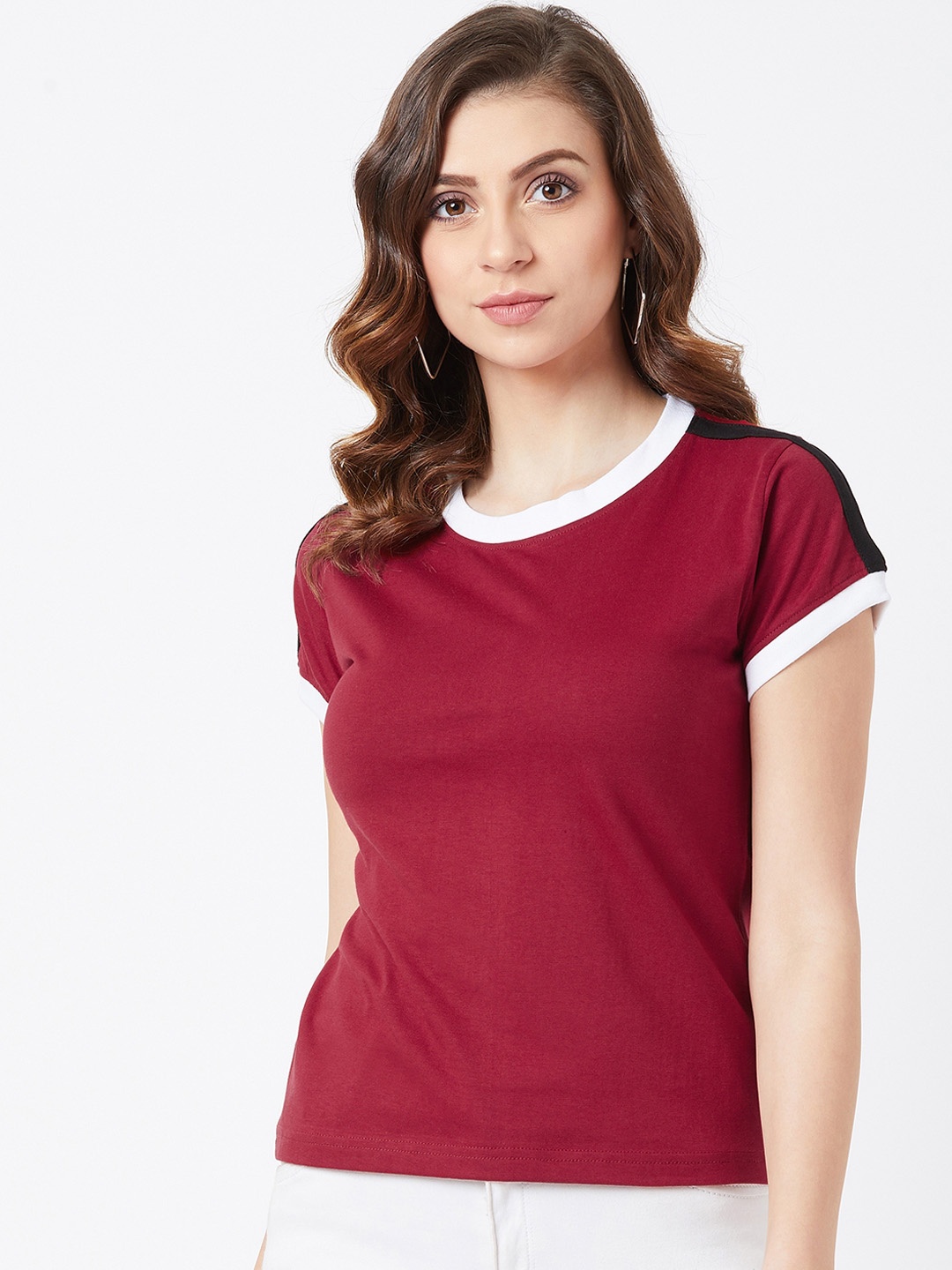 The Dry State Women Red Solid Round Neck T-shirt
