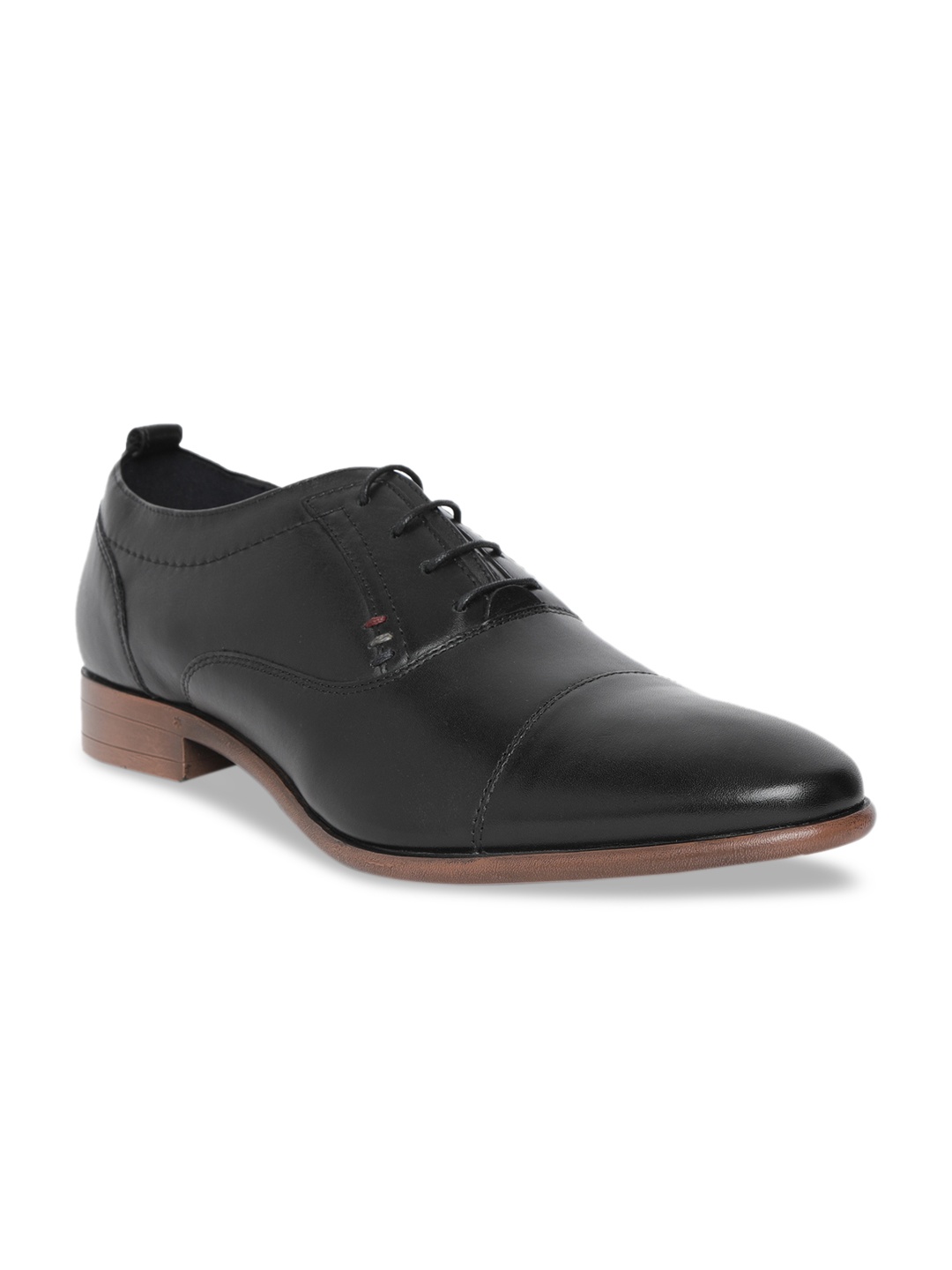 GABICCI Men Black Solid Donny Castle Leather Formal Derbys
