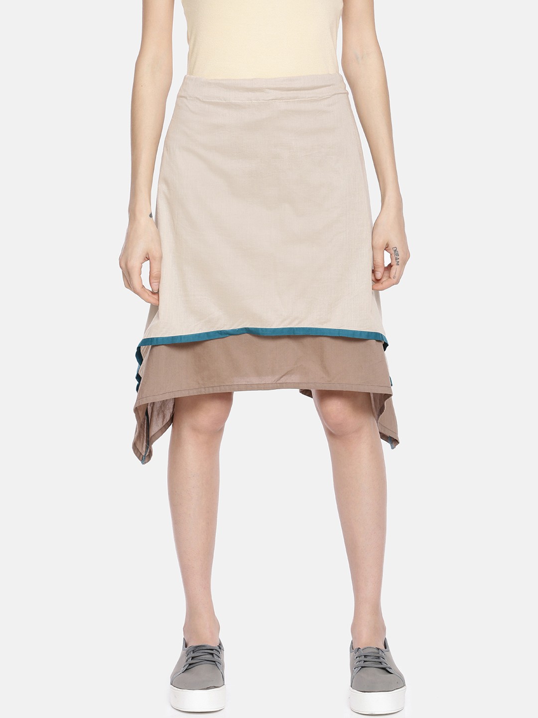 GRASS by Gitika Goyal Women Cream-Coloured Solid A-Line Knee-Length Asymmetric Skirt
GRASS by Gitika Goyal Women Cream-Coloured Solid A-Line Knee-Length Asymmetric Skirt