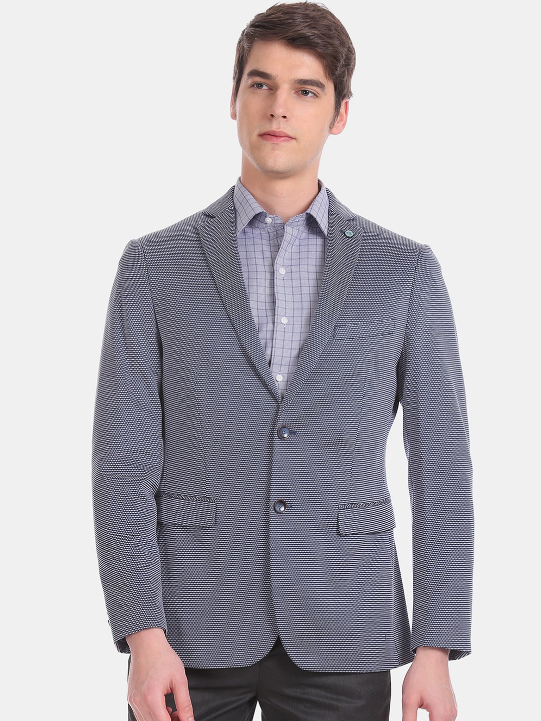 Arrow Men Blue & White Self-Design Zero Calorie Slim-Fit Single-Breasted Formal Blazer
Arrow Men Blue & White Self-Design Zero Calorie Slim-Fit Single-Breasted Formal Blazer