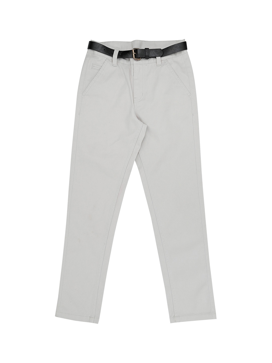 Pantaloons Junior Boys Grey Regular Fit Solid Regular Trousers