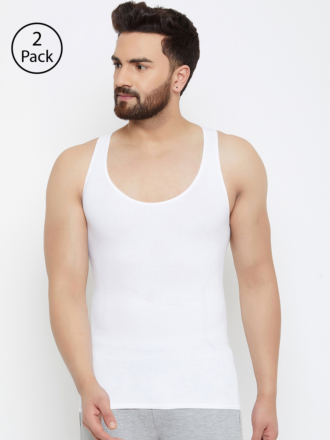 C9 AIRWEAR Men Pack of 2 White Solid Seamless Slimming Tummy Control Vest Shapewears P500_Wht
C9 AIRWEAR Men Pack of 2 White Solid Seamless Slimming Tummy Control Vest Shapewears P500_Wht