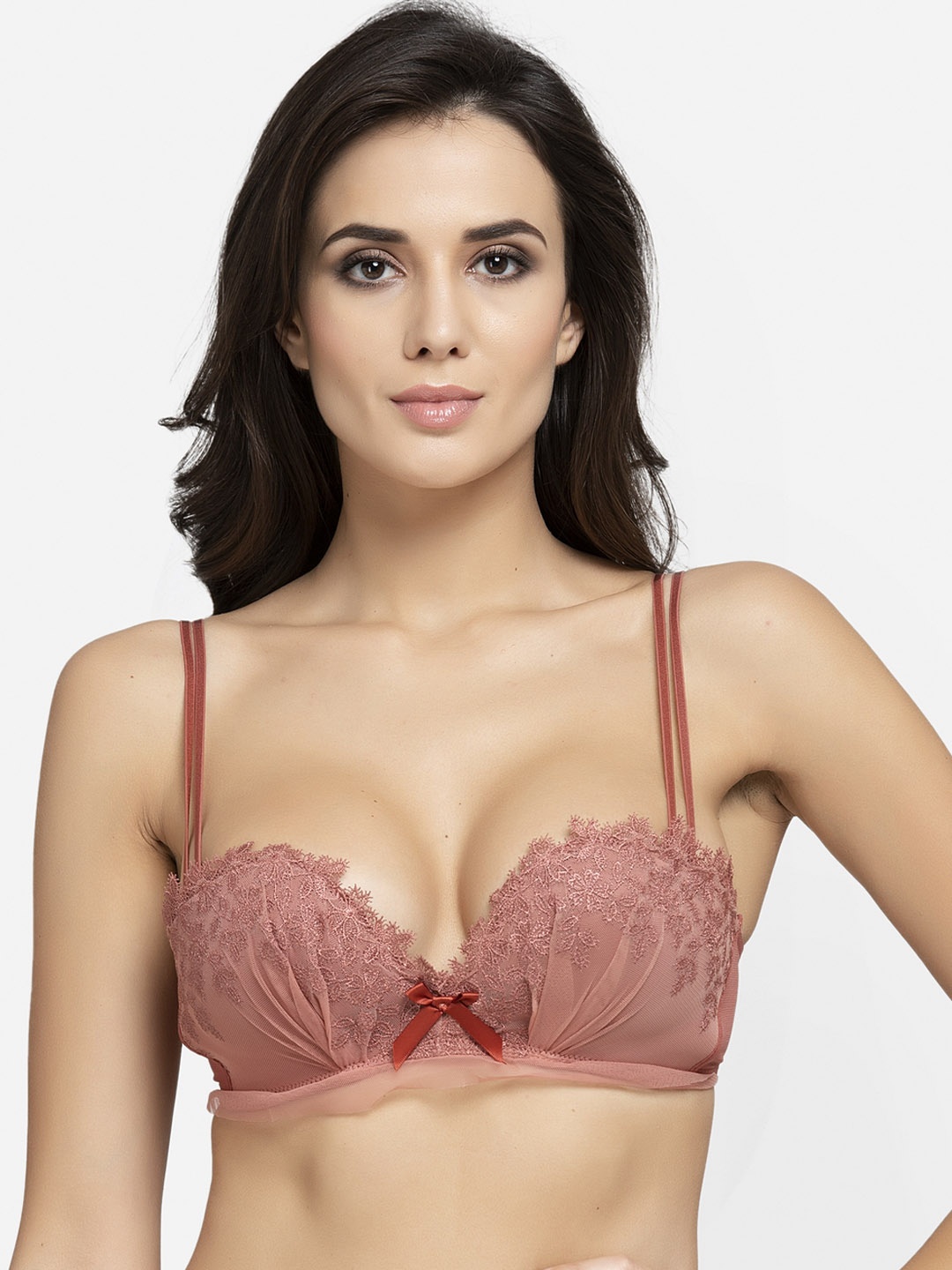 AVANT-GARDE PARIS Red Lace Non-Wired Lightly Padded Push-Up Bra 662321969413