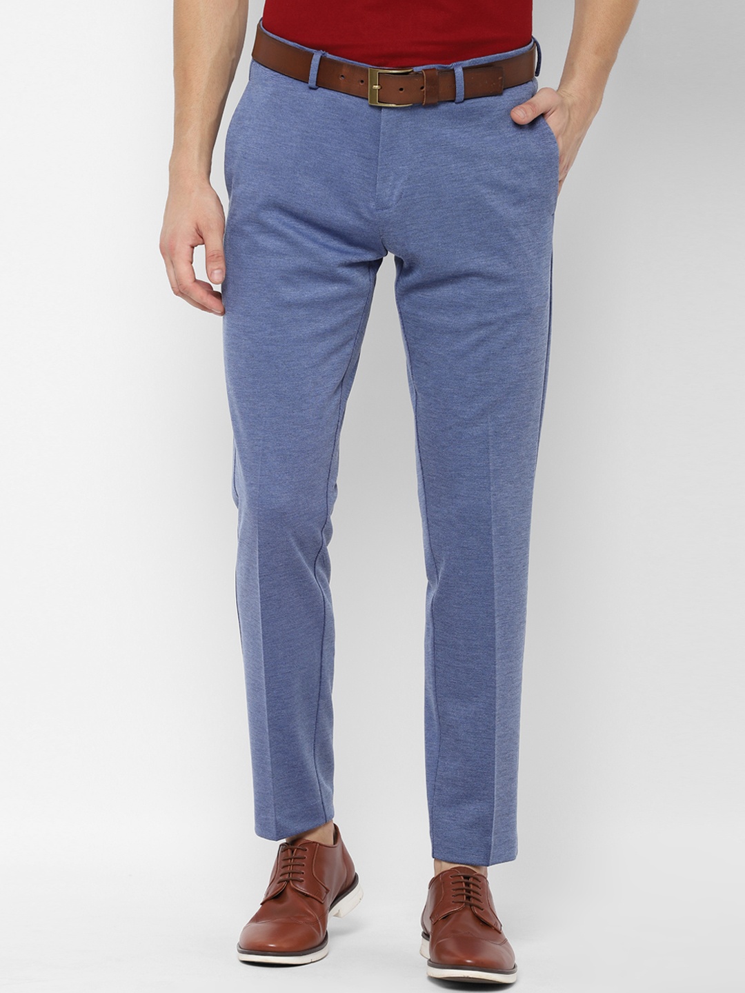 Allen Solly Men Blue Slim Fit Solid Regular Trousers