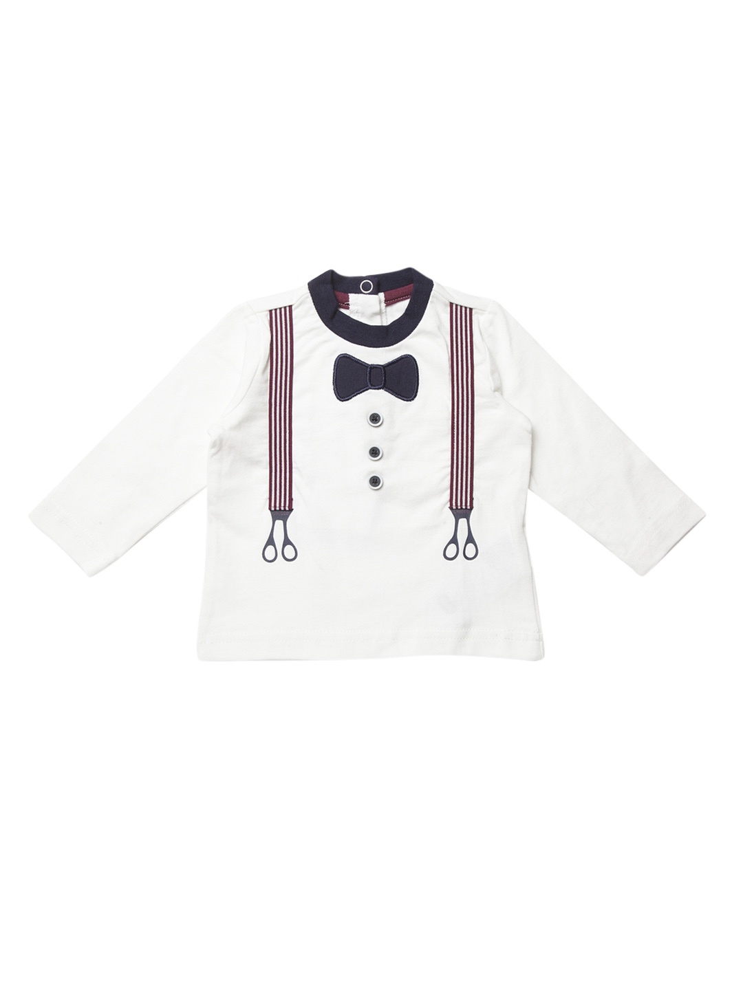 Chicco Boys Off-White Embroidered Round Neck Pure Cotton T-shirt