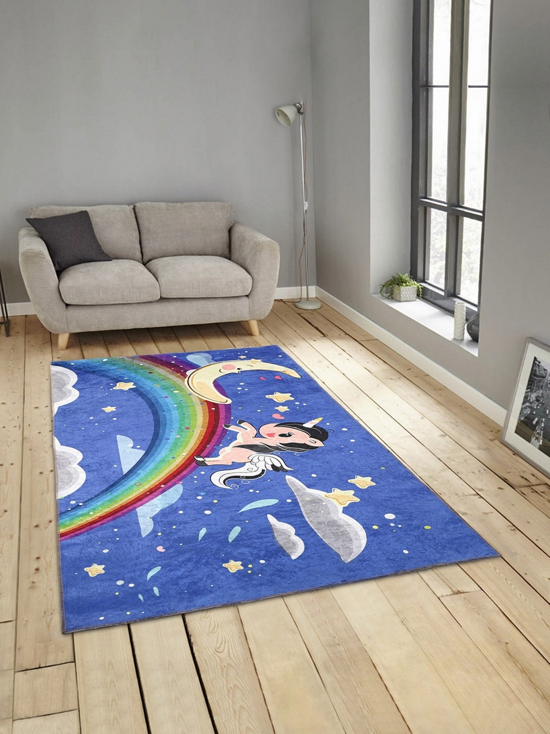 ROMEE Kids Blue & Red Printed Anti-Skid Carpet