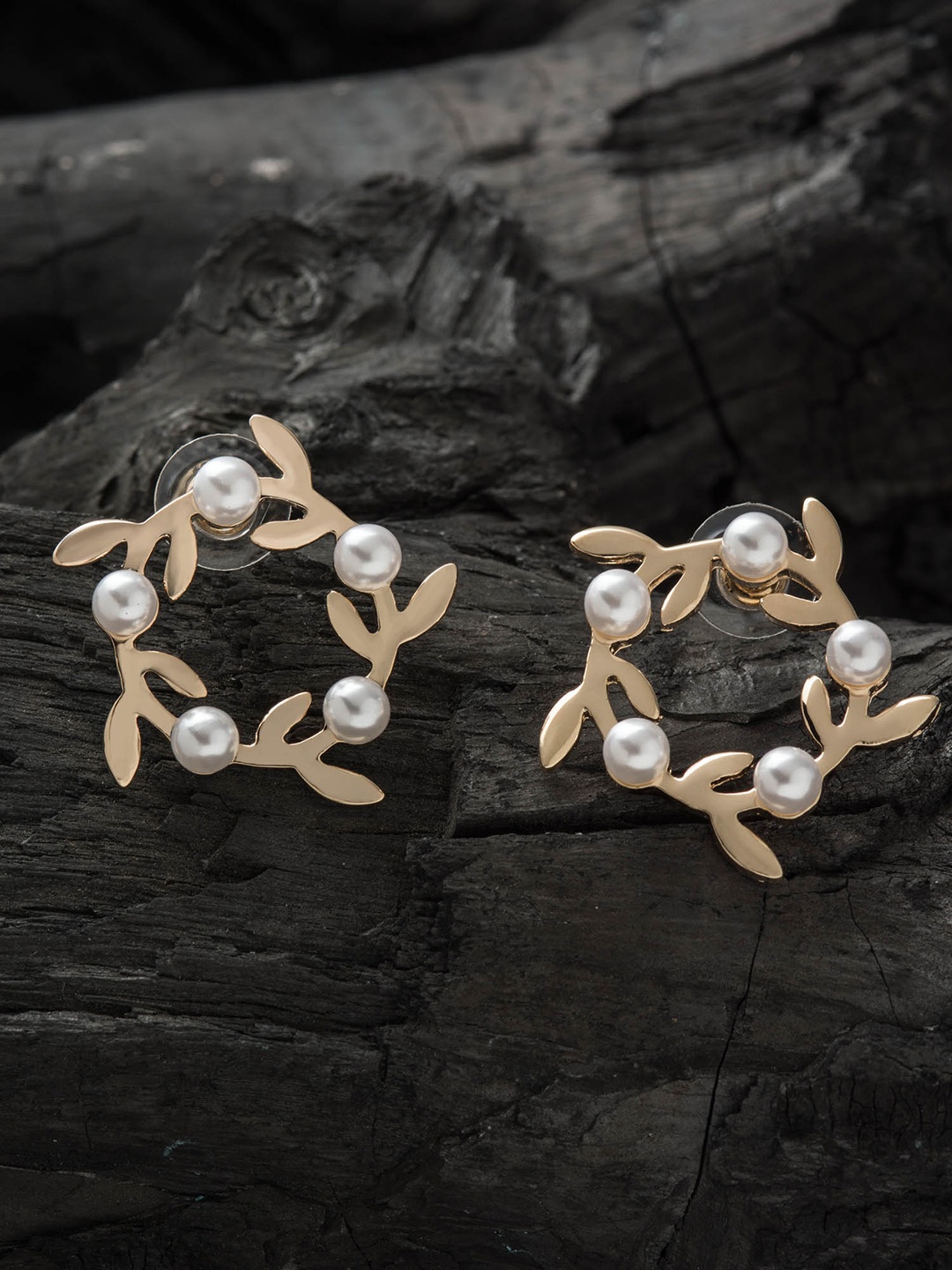 E2O Gold-Plated & White Floral Studs