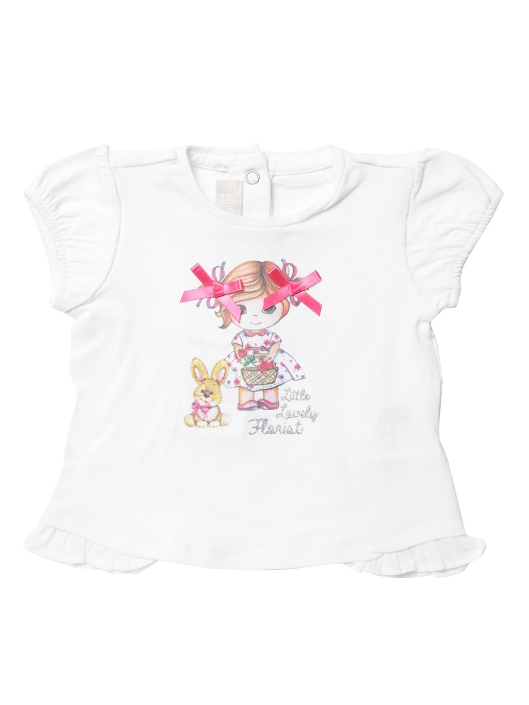 Chicco Girls White Printed Round Neck T-shirt