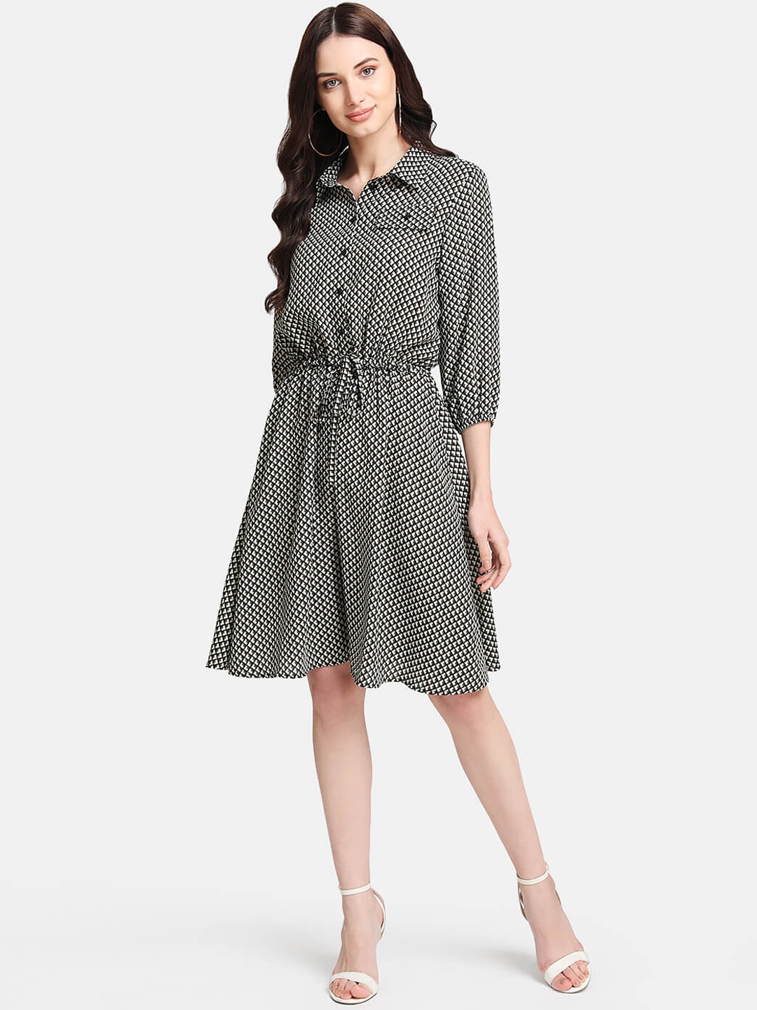 Kazo Women Green Printed Shirt Dress