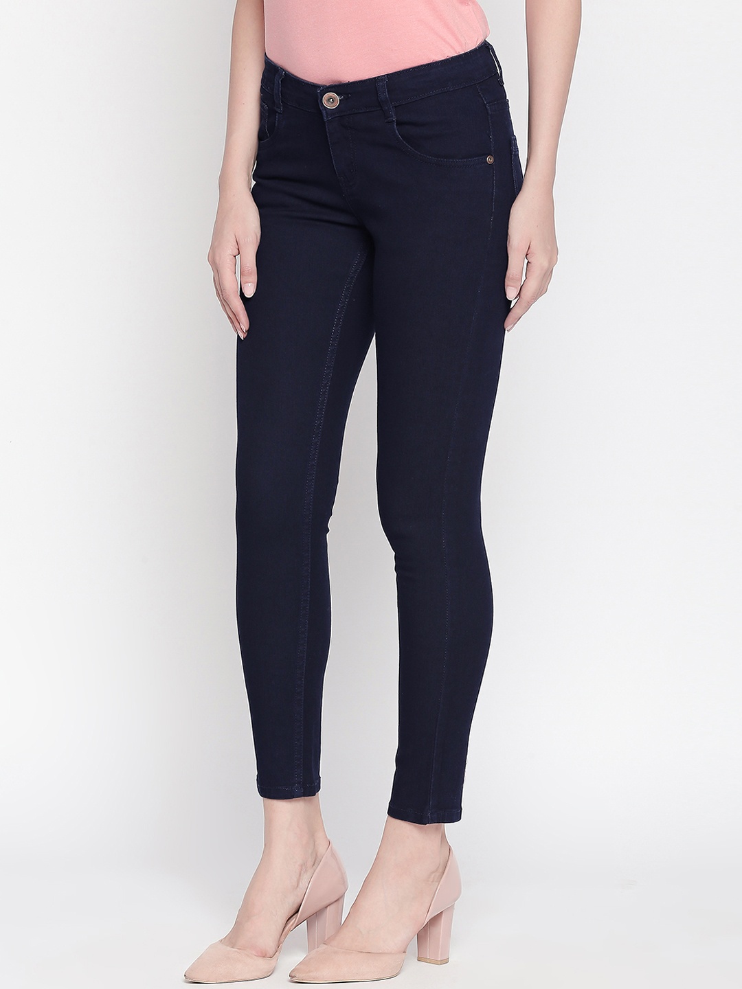 High Star Women Navy Blue Slim Fit Mid-Rise Clean Look Stretchable Jeans