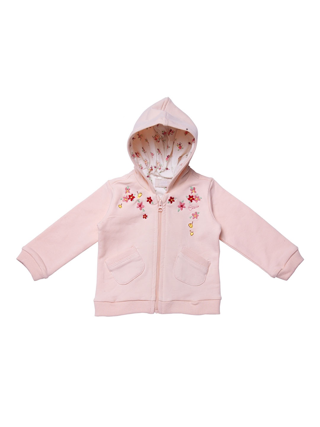 Chicco Girls Pink Embroidered Hooded Sweatshirt