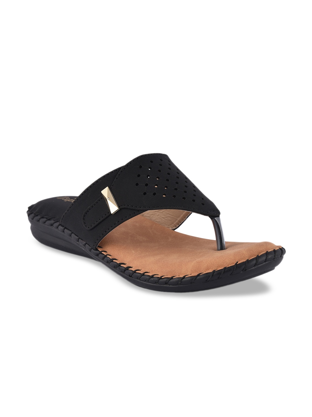 ZAPATOZ Women Black Woven Design Open Toe Flats