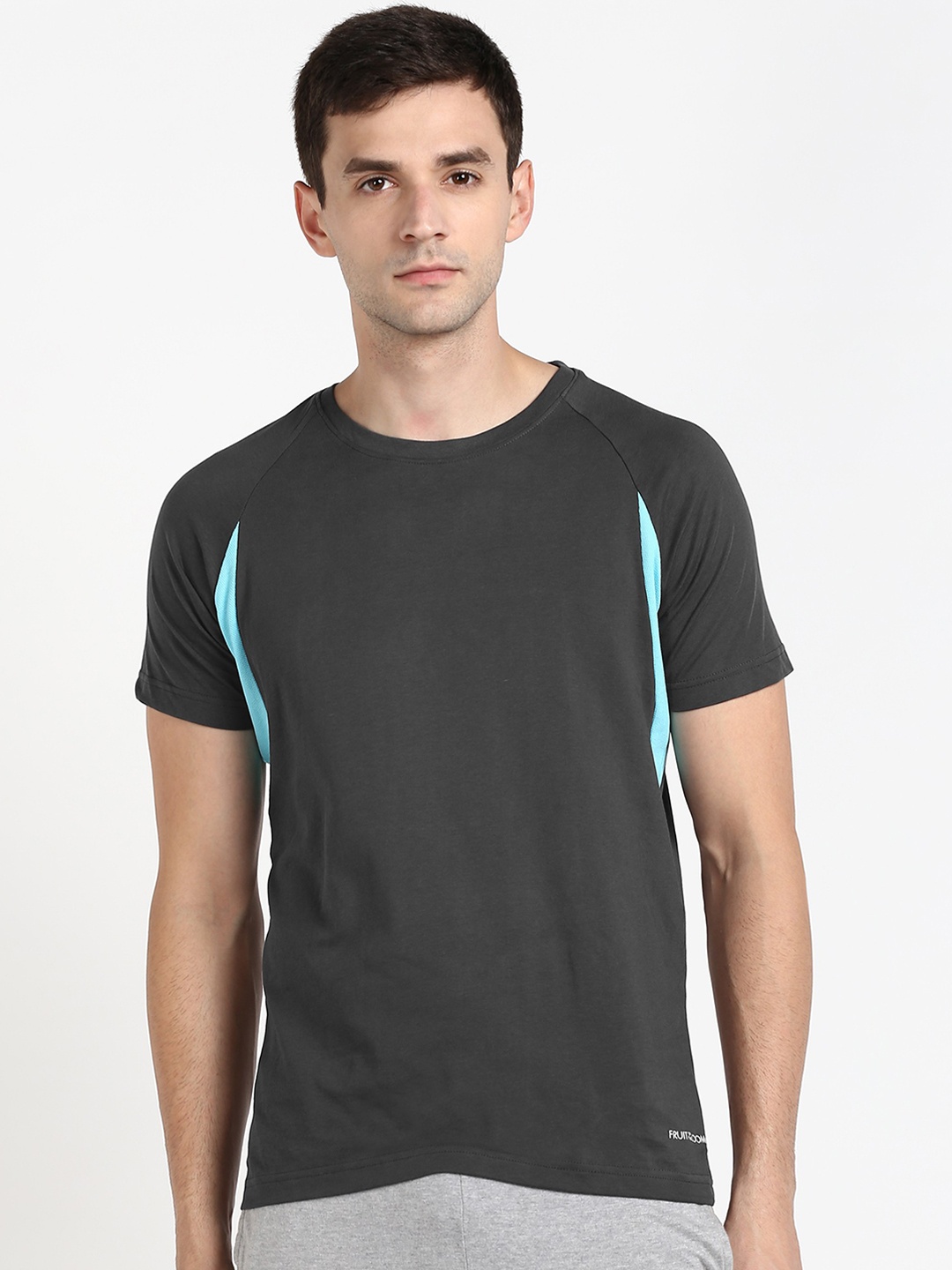 Fruit of the loom Men Grey Solid Lounge T-Shirt
