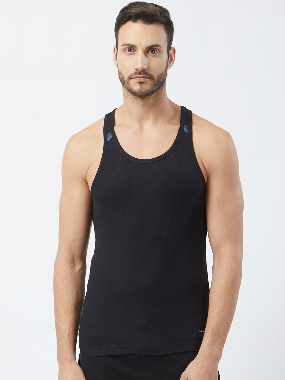 Fruit of the Loom Men Black Solid Fashion Vest MFV03-N-A1S1