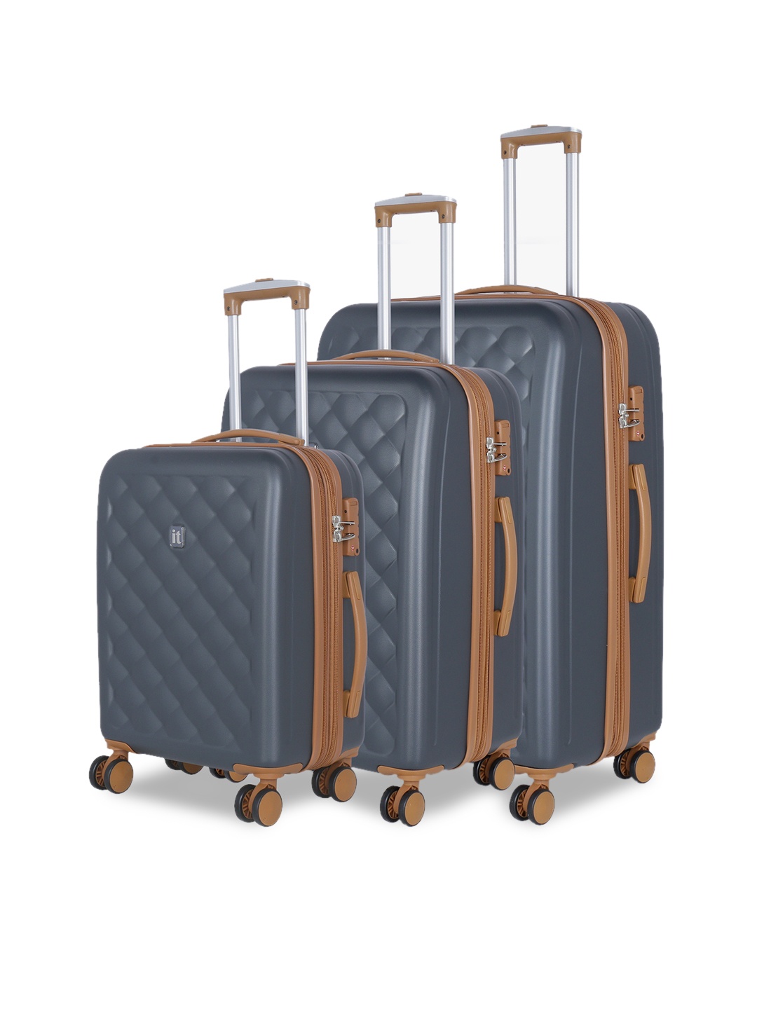 IT luggage Set Of 3 Grey Cushion-Lux 360-Degree Rotation Hard-Sided Trolley Suitcases
IT luggage Set Of 3 Grey Cushion-Lux 360-Degree Rotation Hard-Sided Trolley Suitcases