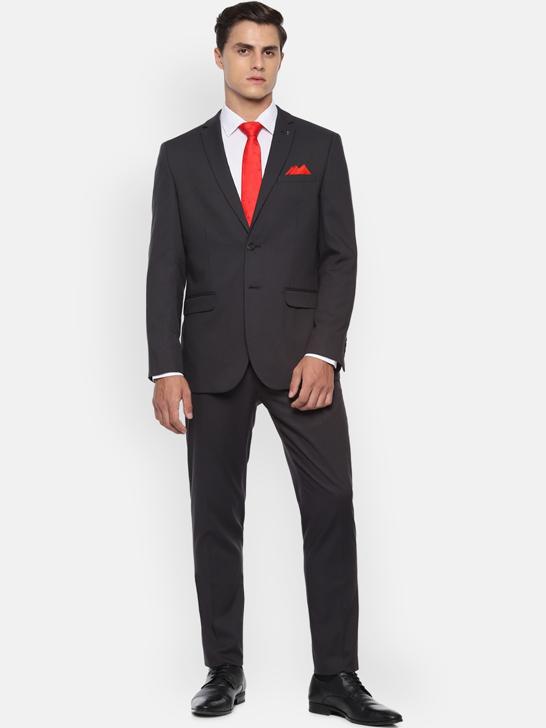 Van Heusen Men Black Solid Slim-Fit Single-Breasted Formal Suit