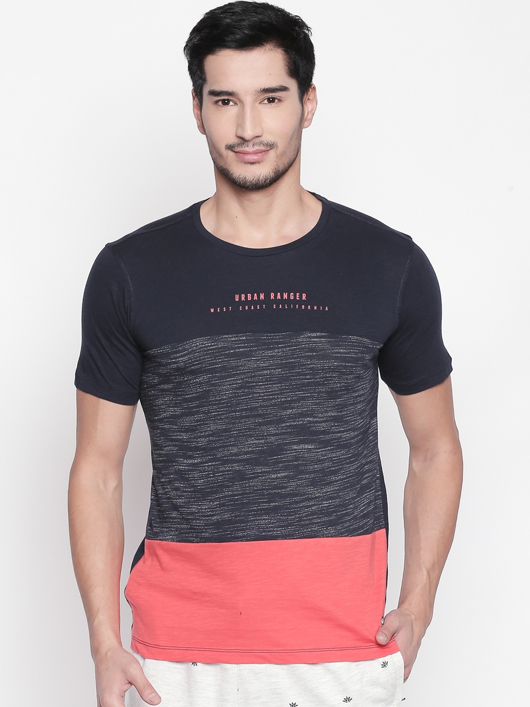 Urban Ranger by pantaloons Men Navy Blue Colourblocked Round Neck Pure Cotton T-shirt
Urban Ranger by pantaloons Men Navy Blue Colourblocked Round Neck Pure Cotton T-shirt