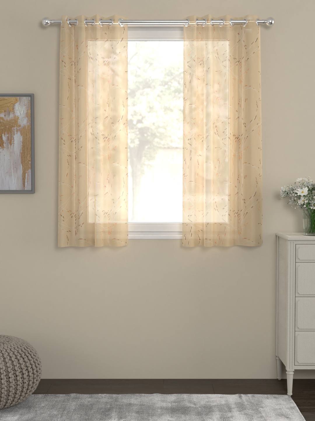 ROSARA HOME Cream-Coloured Set of 2 Window Curtains