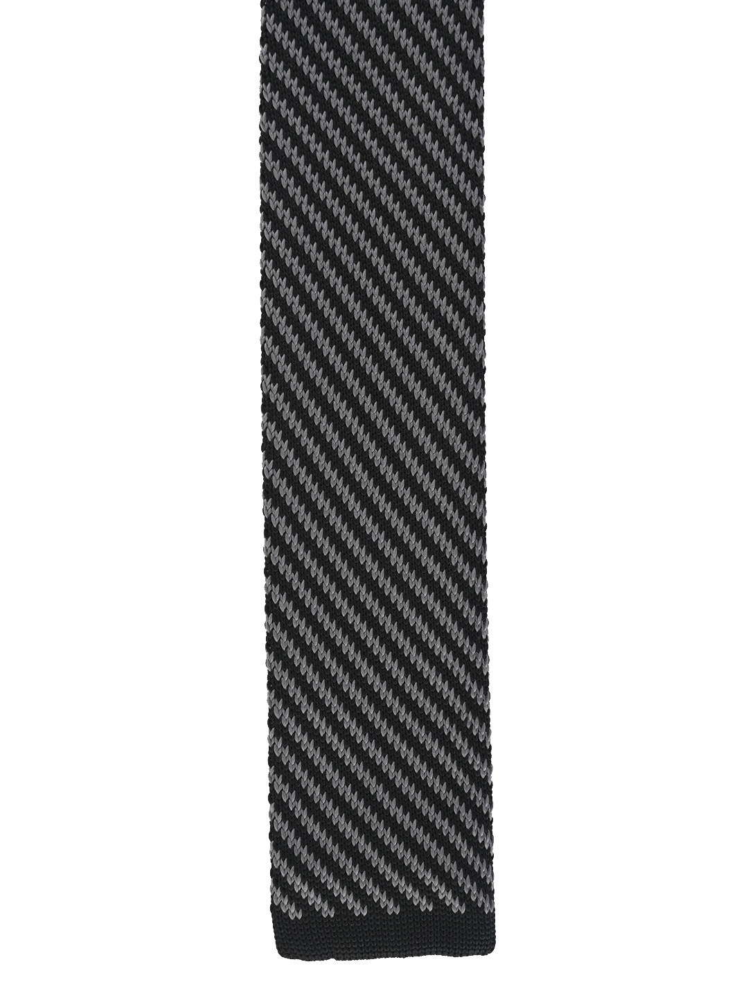 Calvadoss Black & Grey Striped Skinny Tie