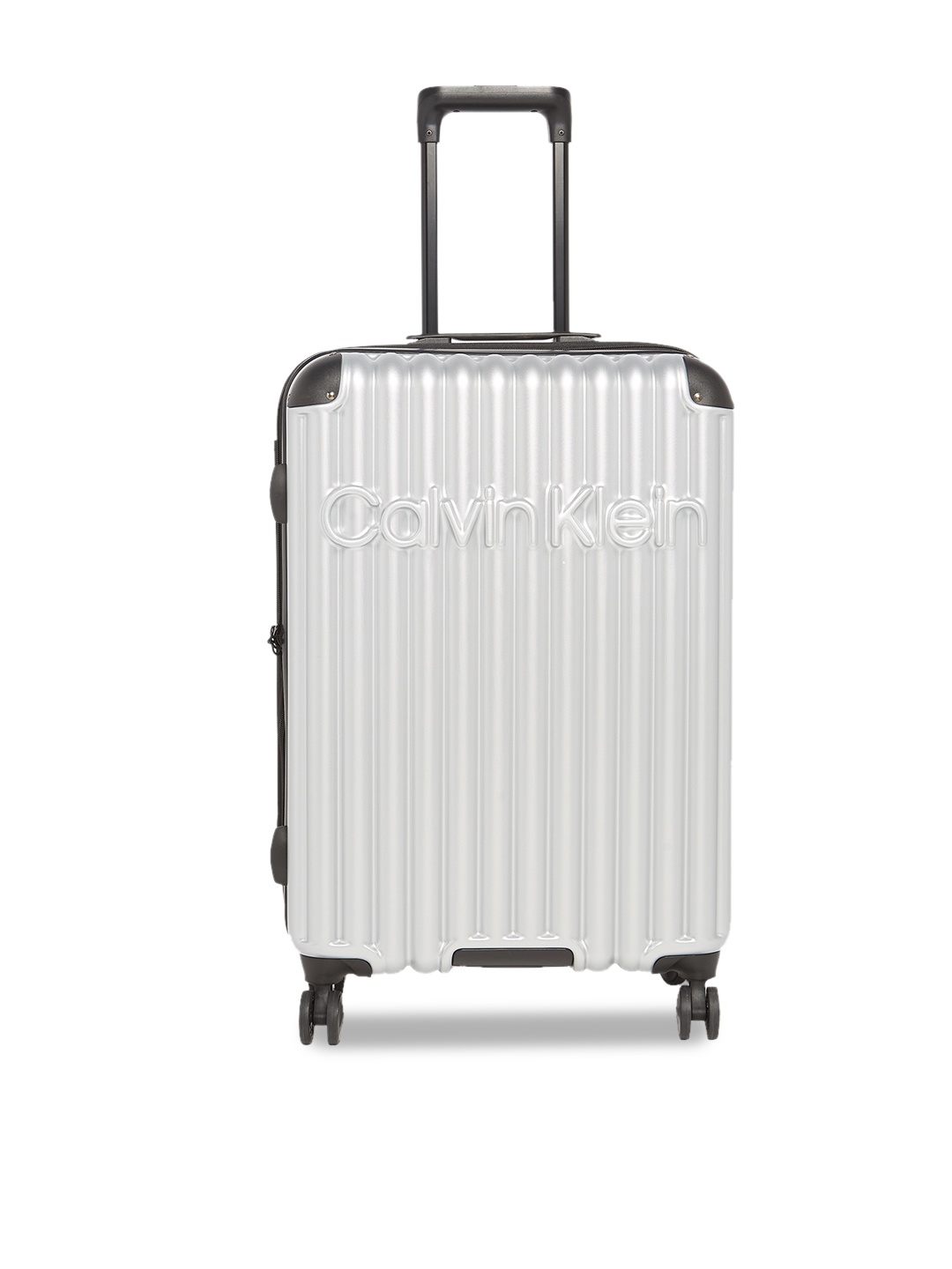 Calvin Klein Silver-Toned Solid Land Escape Soft-Sided Medium Trolley Suitcase