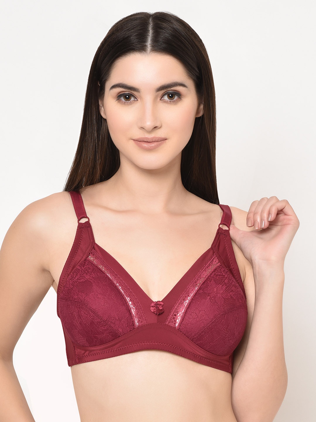 Da Intimo Maroon Lace Non-Wired Non Padded Everyday Bra DI-1274-C20