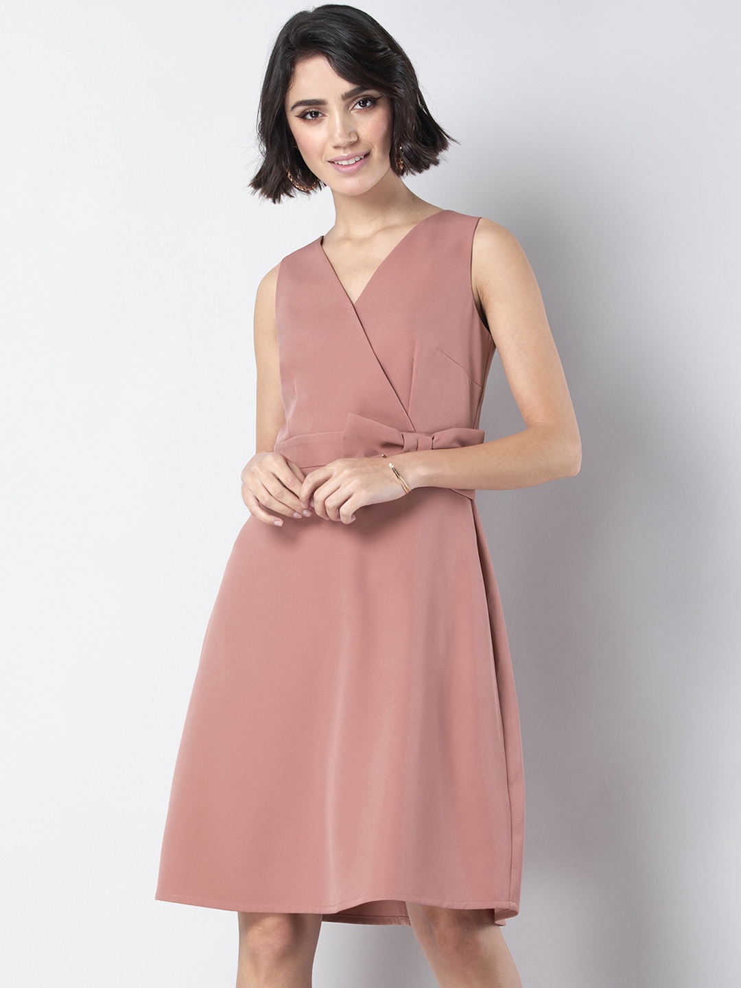 FabAlley Women Pink Solid Wrap Dress