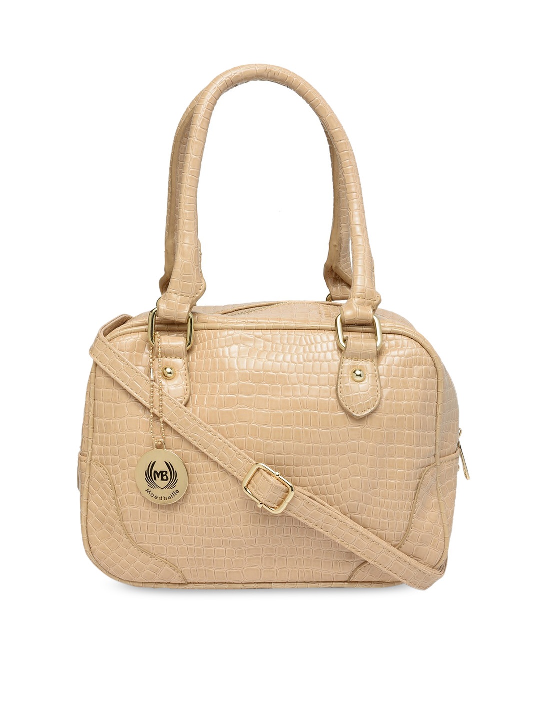 Moedbuille Beige Textured Handheld Bag