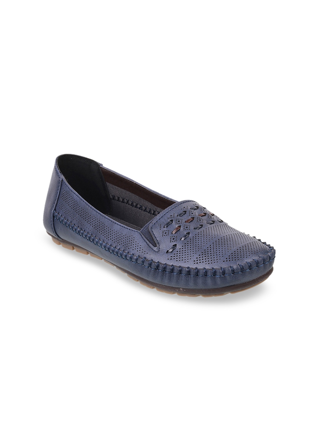 WALKWAY by Metro Women Navy Blue Perforated Slip-Ons
