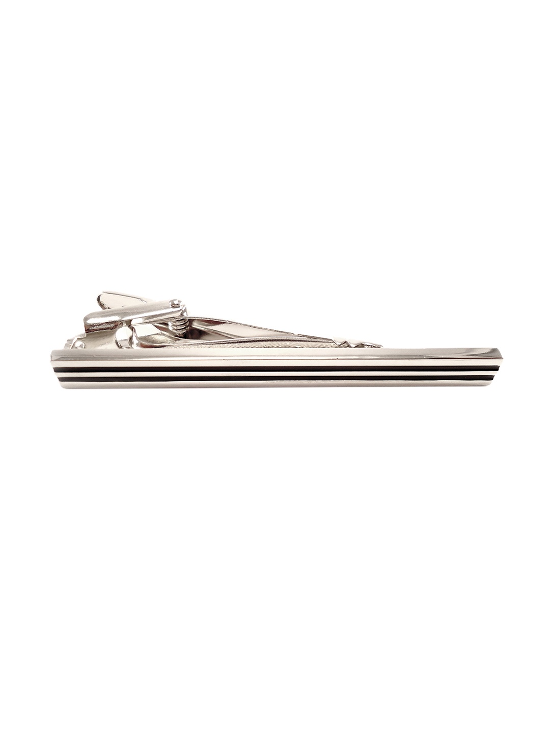PELUCHE Unisex Silver-Toned & Black Enamelled Sheek Look 2 Mr.Dapper Tie Pin