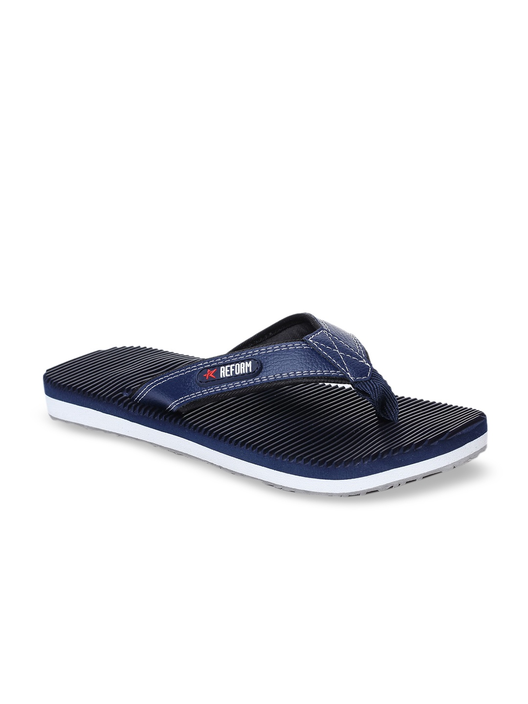 REFOAM Men Navy Blue Solid Slip-On
