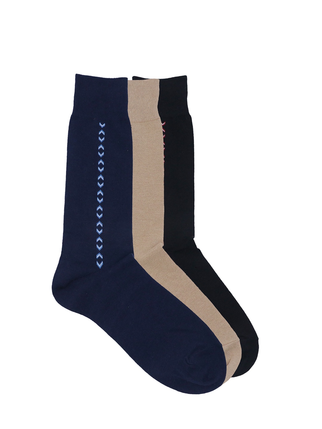Balenzia Men Pack of 3 Assorted Calf-Length Socks, Multi